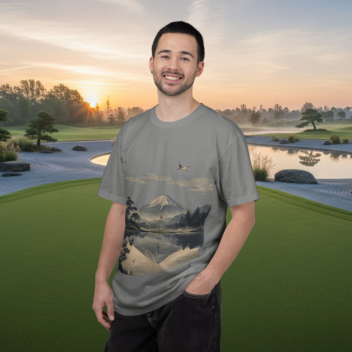 Mount Fuji Reflection Golf Course T-Shirt — Japanese Landscape Tee