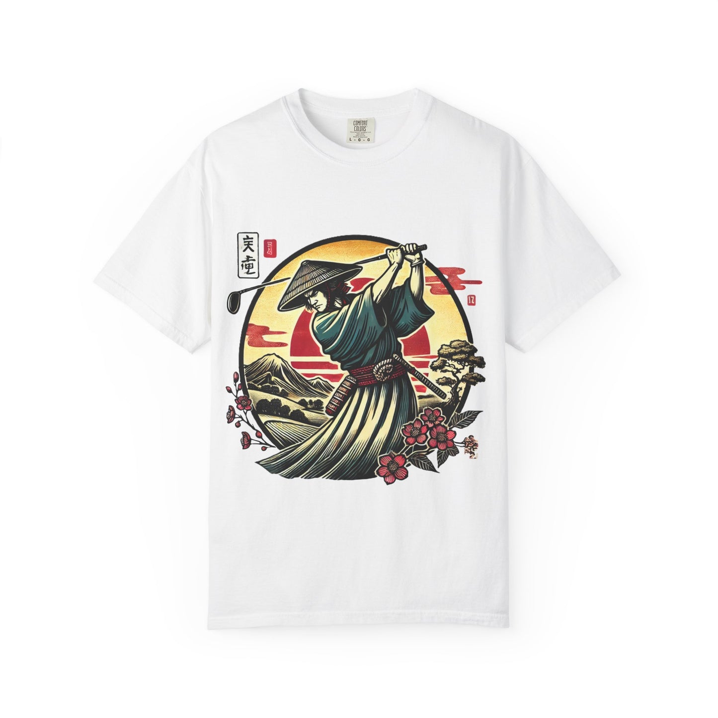 Zen Spot Golf Custom Samurai Golfer Sunset T-Shirt