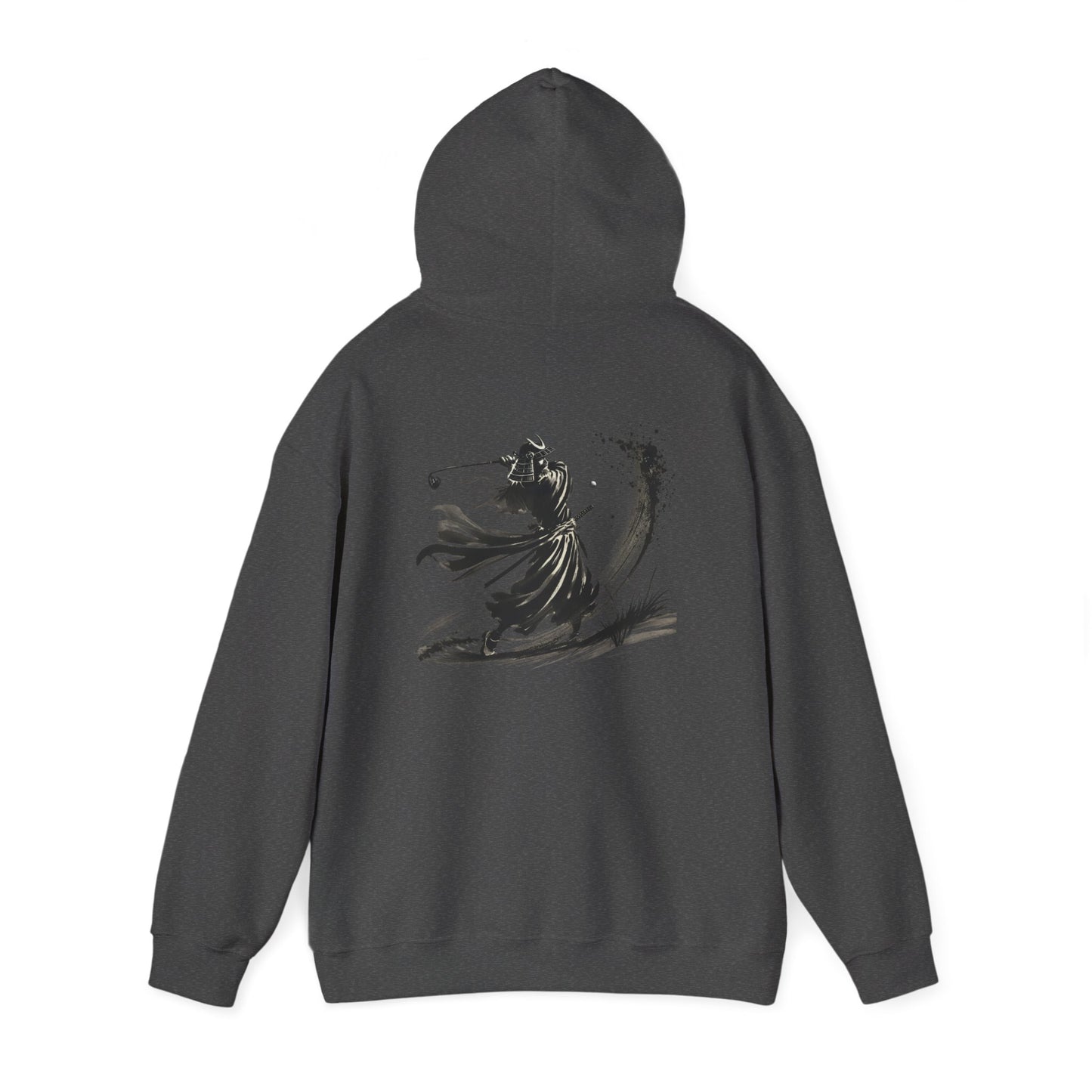 Zen Spot Golf Custom Gildan Samurai Golfer Ink Brush Stroke Hoodie | Sumi-e Warrior Back Print