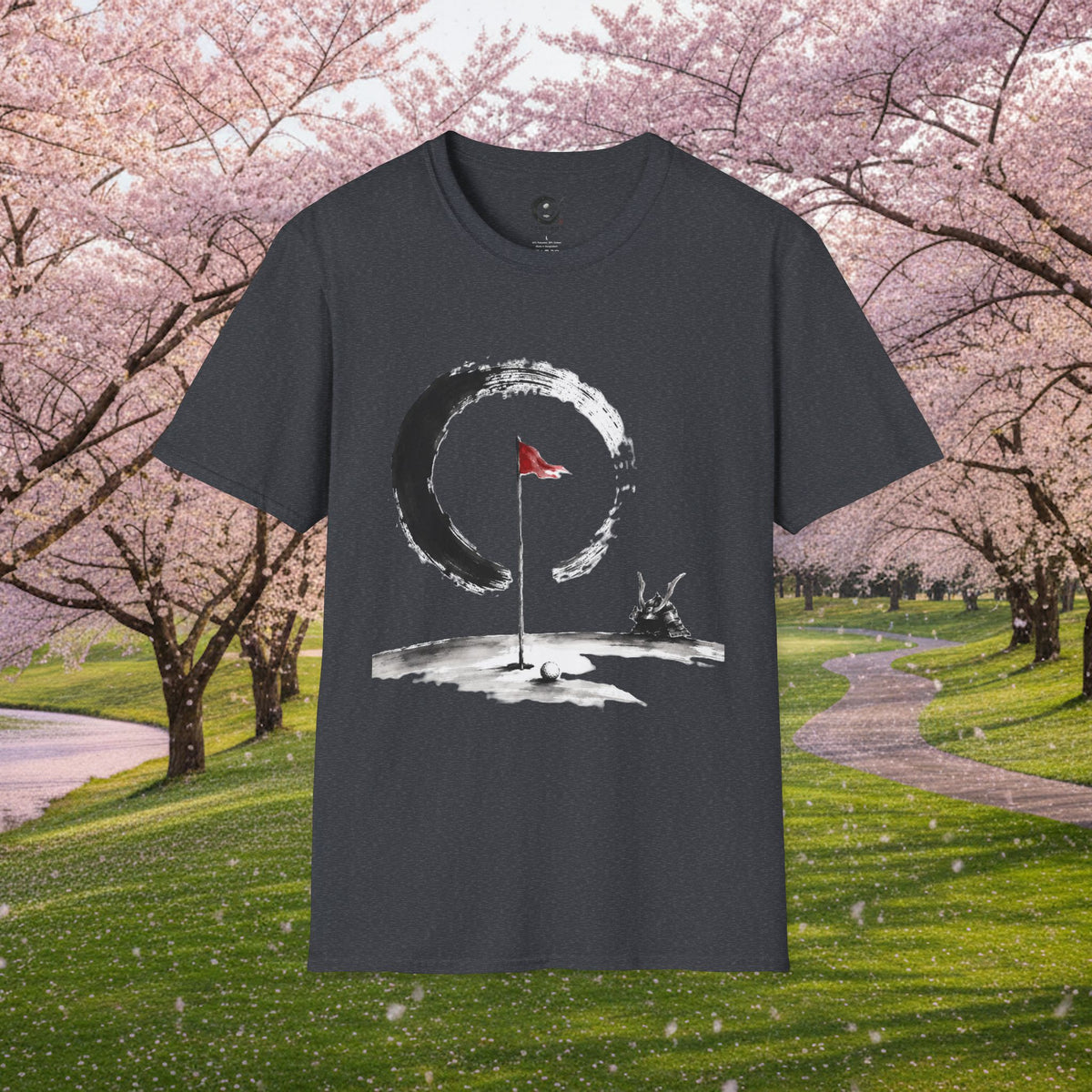Zen Golf T-Shirt — Minimalist Golf Flag & Enso Circle Tee
