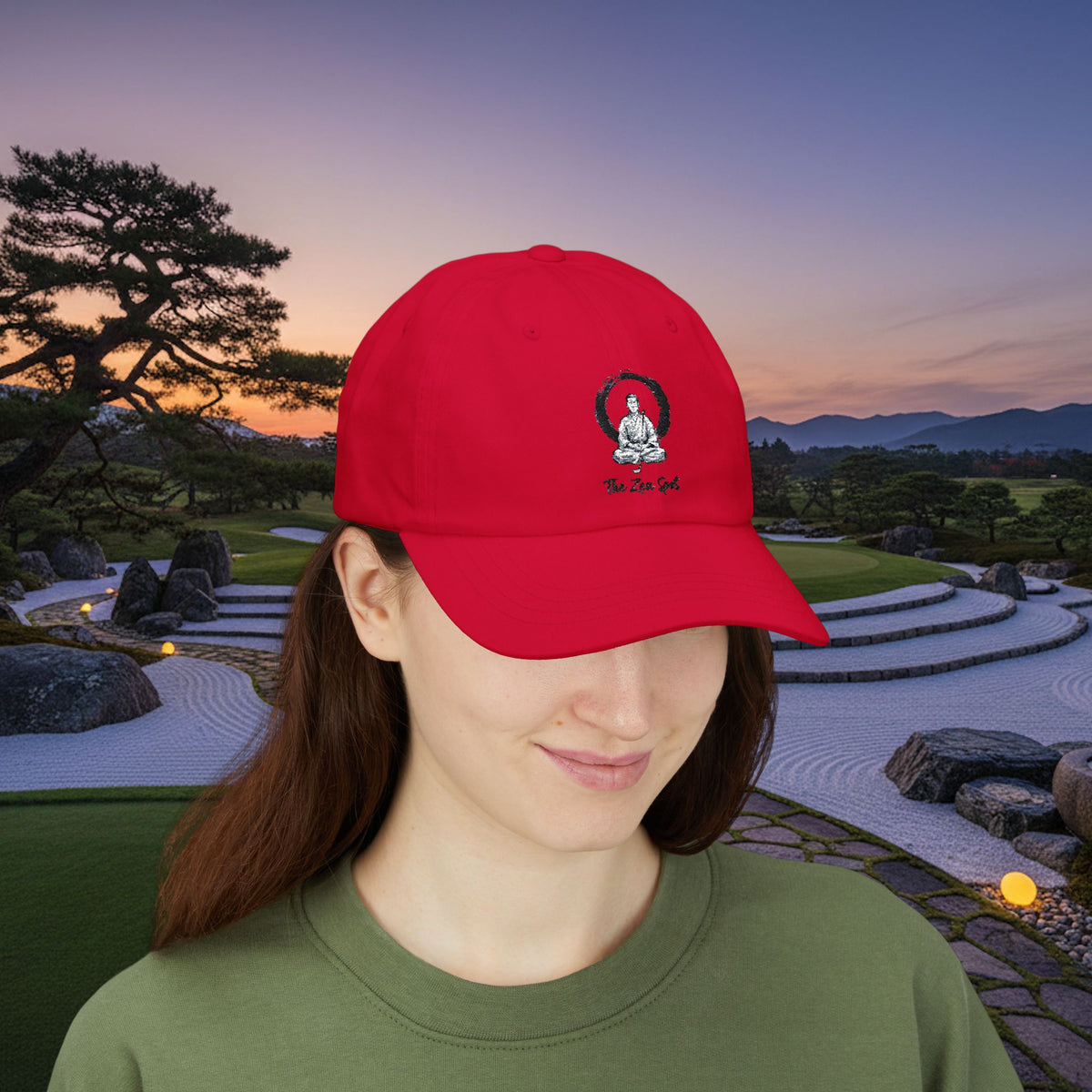 Embroidered Buddha Golfer Enso "The Zen Spot" Cap