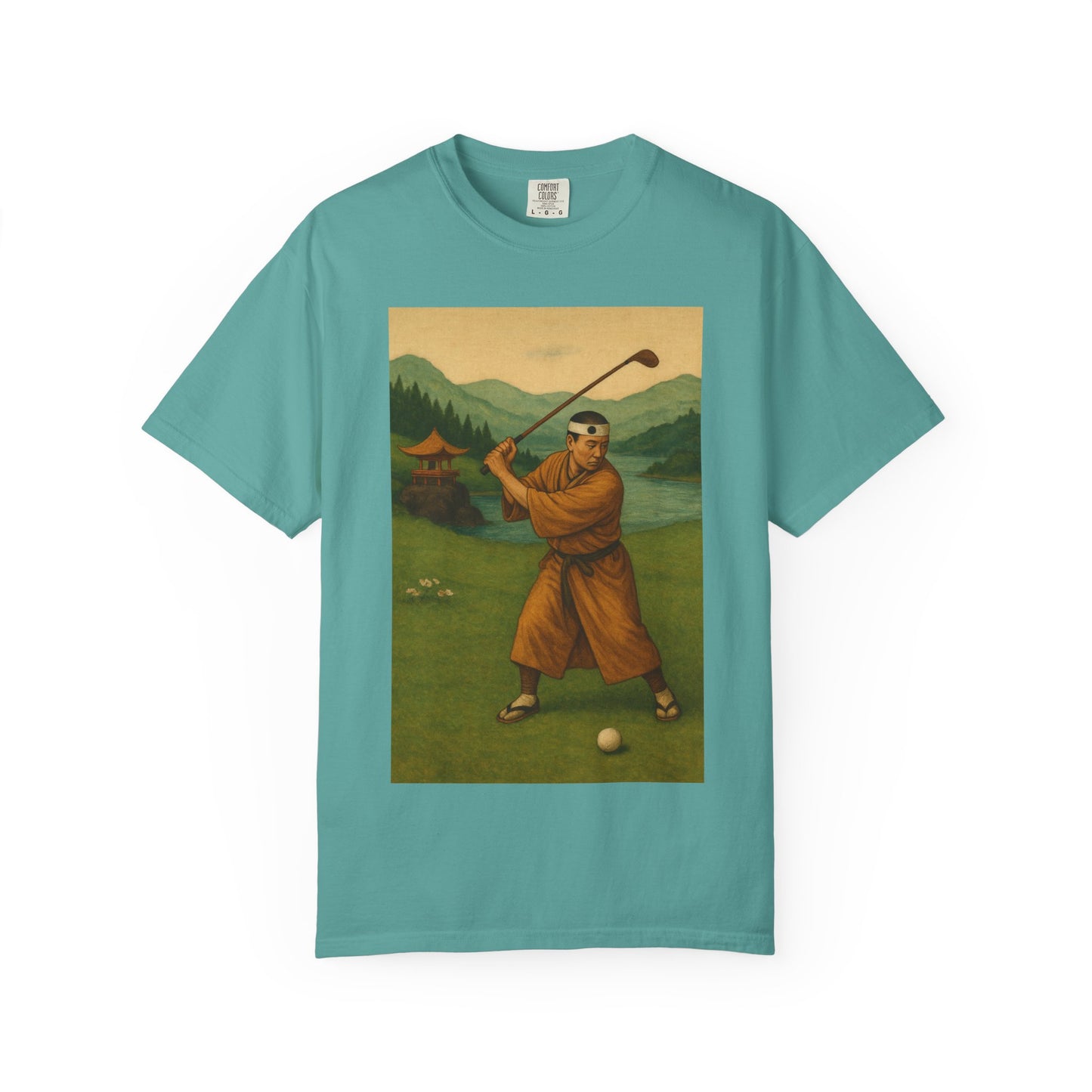Zen Spot Golf Custom Vintage Golf Scene Monk Golfer Graphic T-Shirt