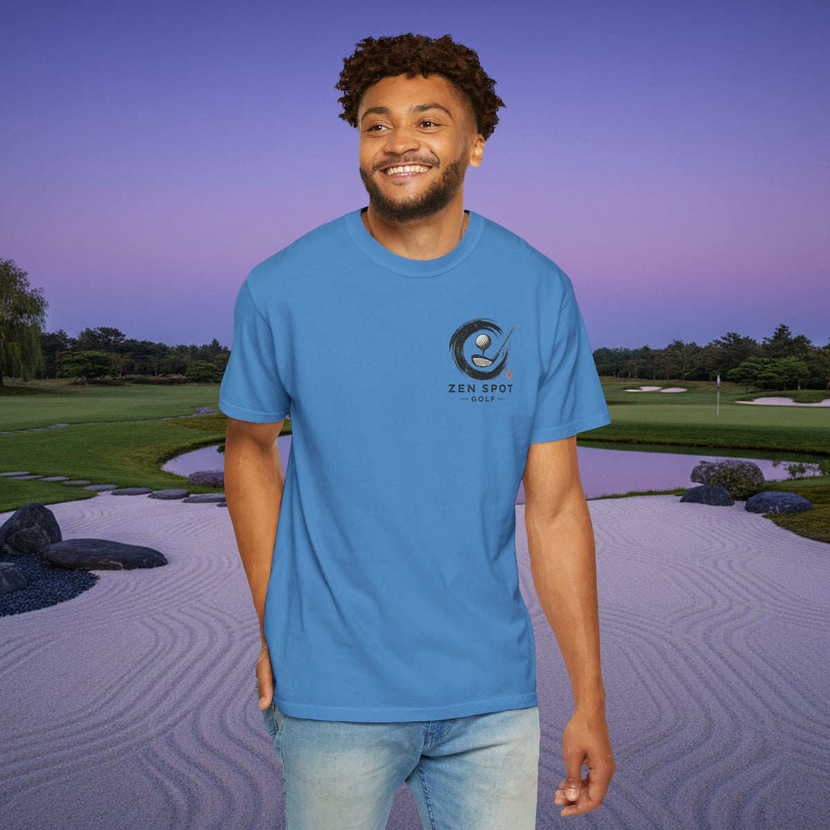 Zen Spot Golf Shop Logo Chest and Back Design Graphic T-Shirt