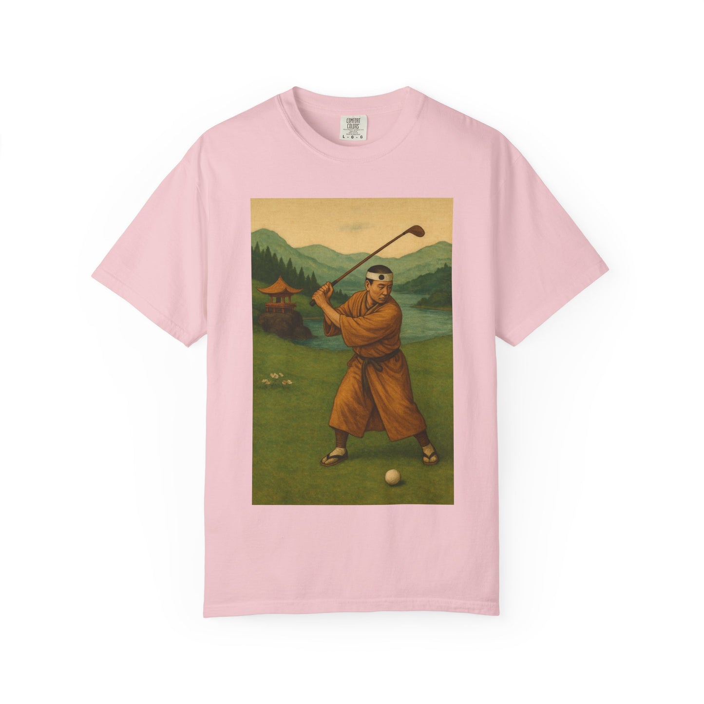 Zen Spot Golf Custom Vintage Golf Scene Monk Golfer Graphic T-Shirt