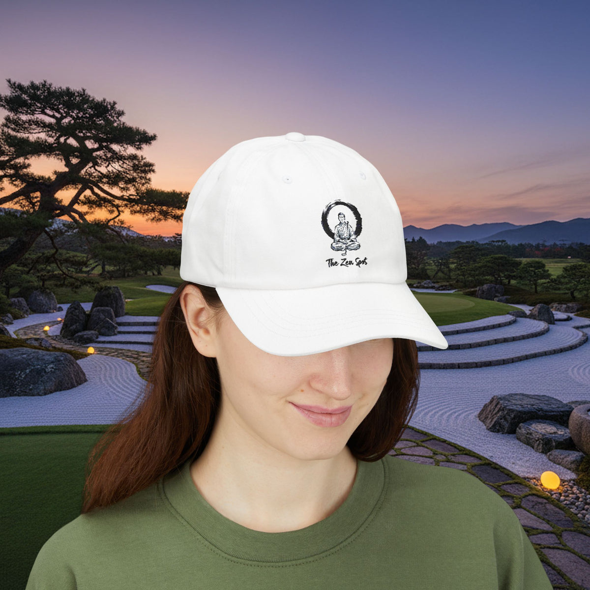 Embroidered Buddha Golfer Enso "The Zen Spot" Cap