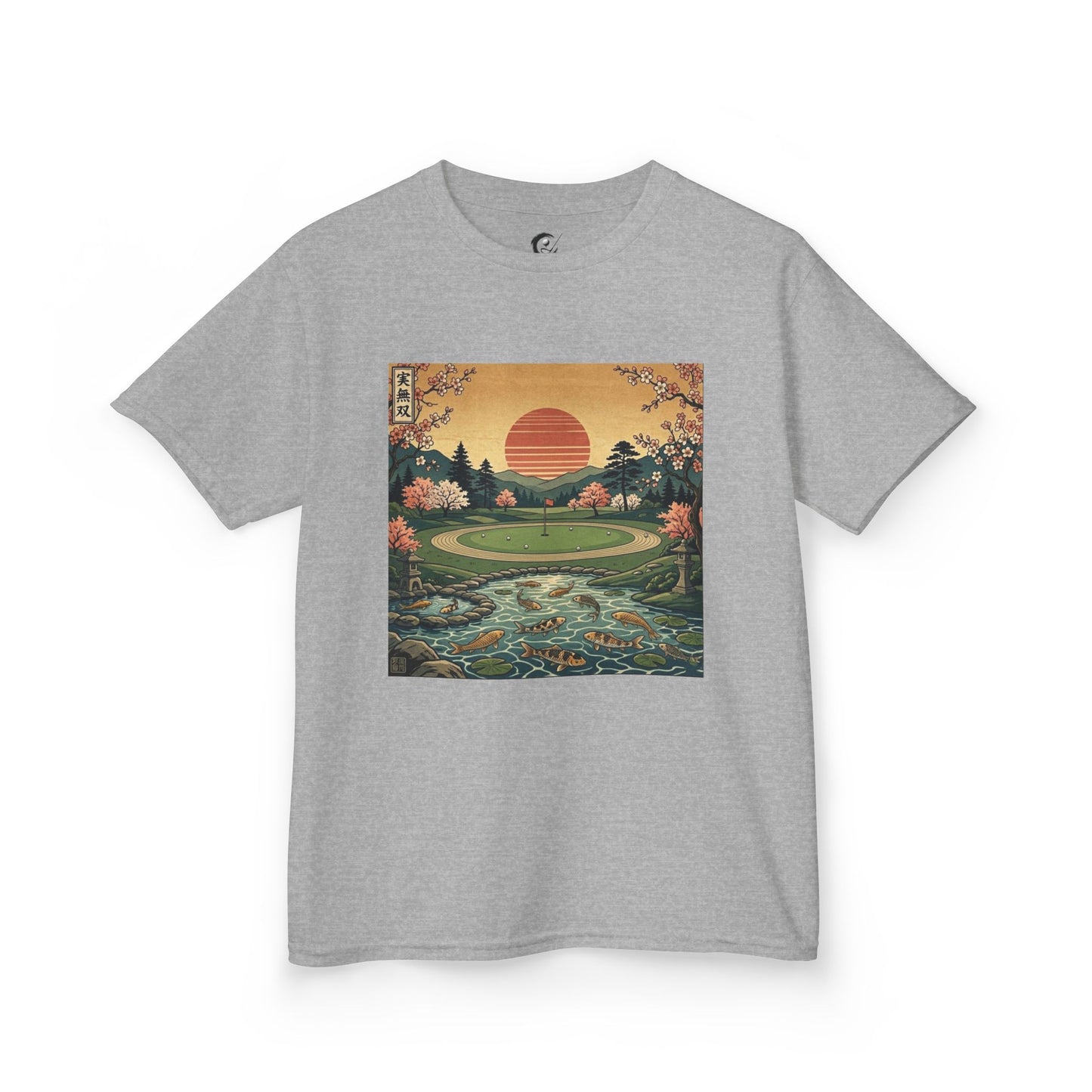 Zen Spot Golf Custom Vintage Japanese Sunset Golf Course Graphic Kids T-Shirt