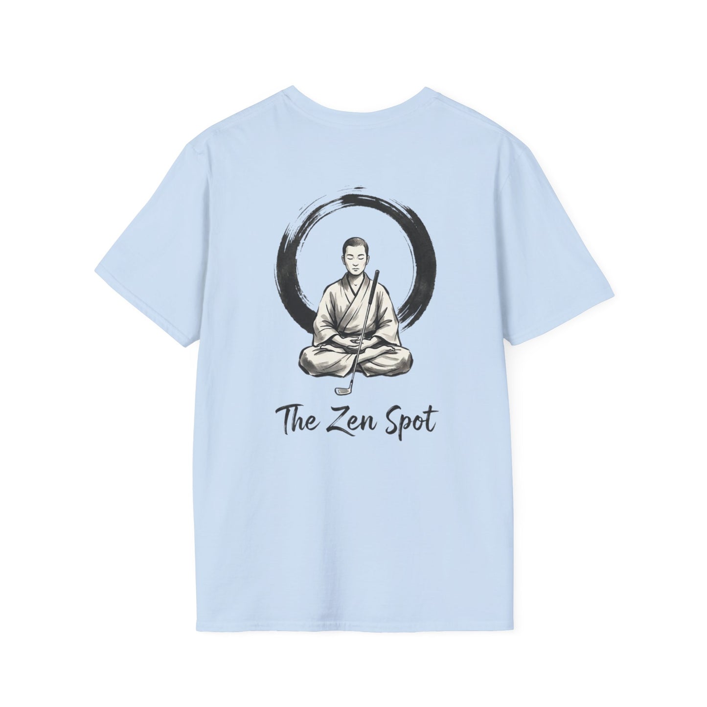 Zen Spot Golf Custom Gildan Zen Buddha Golfer Enso Circle illustration "The Zen Spot" logo T-Shirt