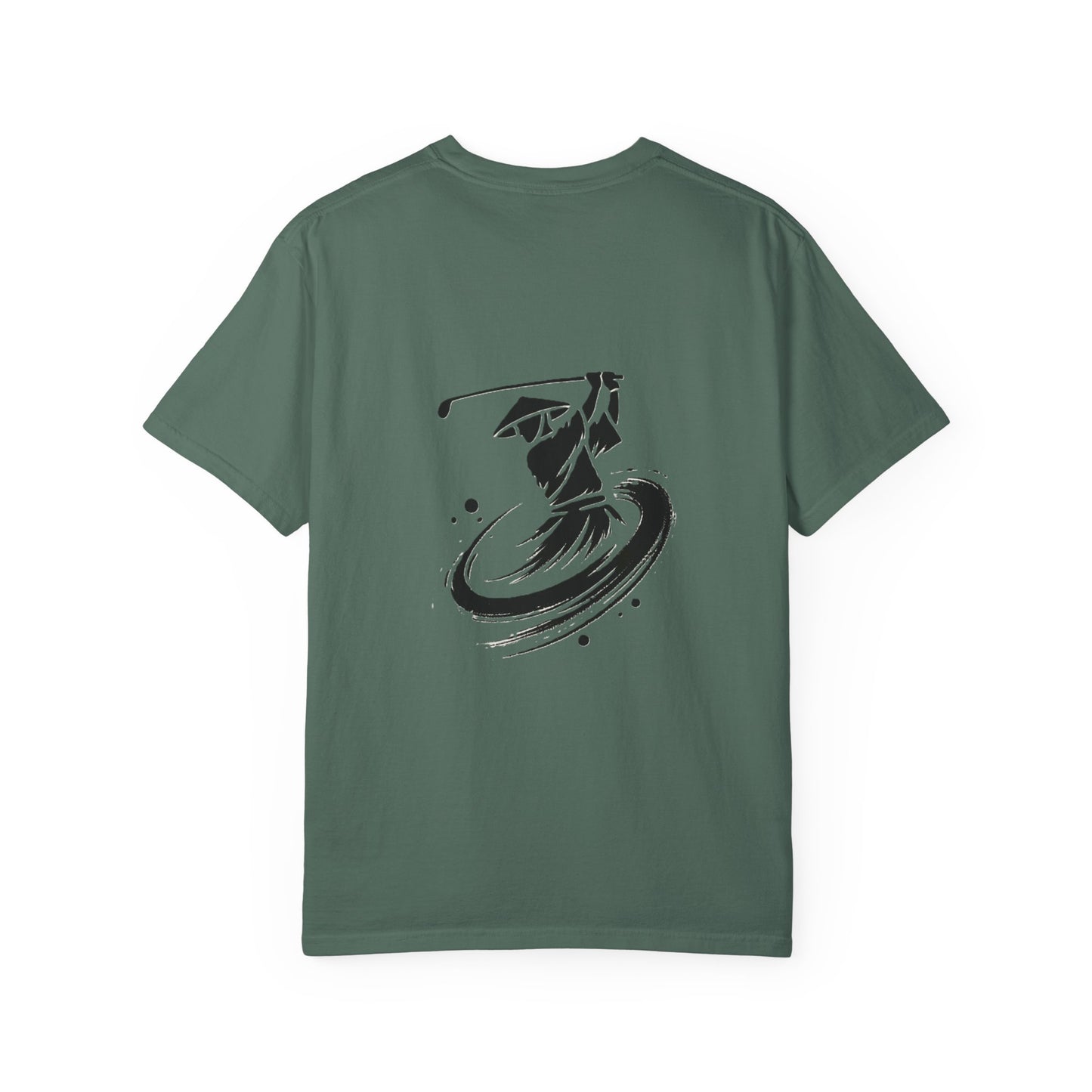 Zen Spot Golf Custom Ink Brush Golfer Swing Graphic T‑Shirt