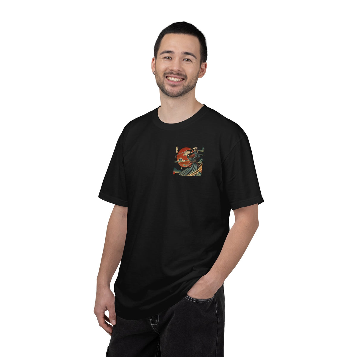 Vintage Samurai Golfer Sunset Front and Back Graphic T-Shirt