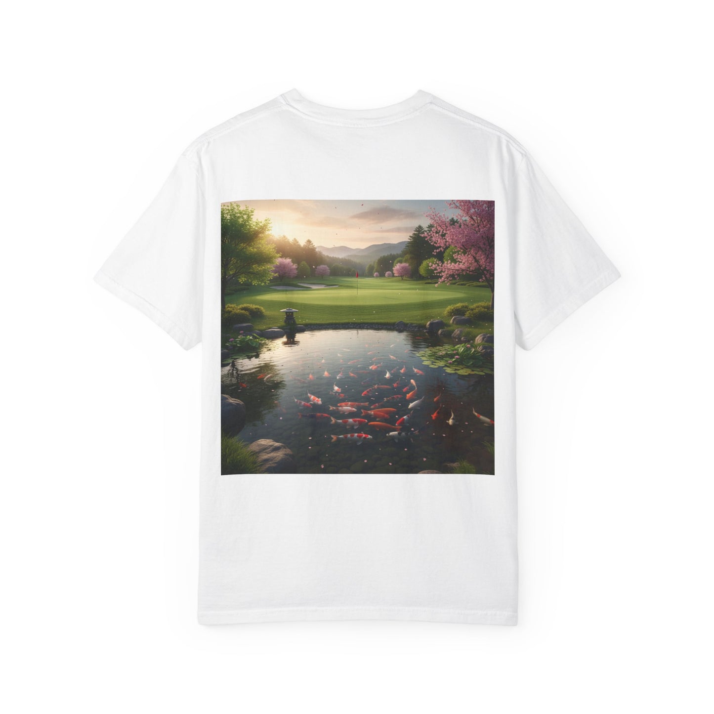 Zen Spot — Koi Pond Sunset Graphic Tee (Back Print)