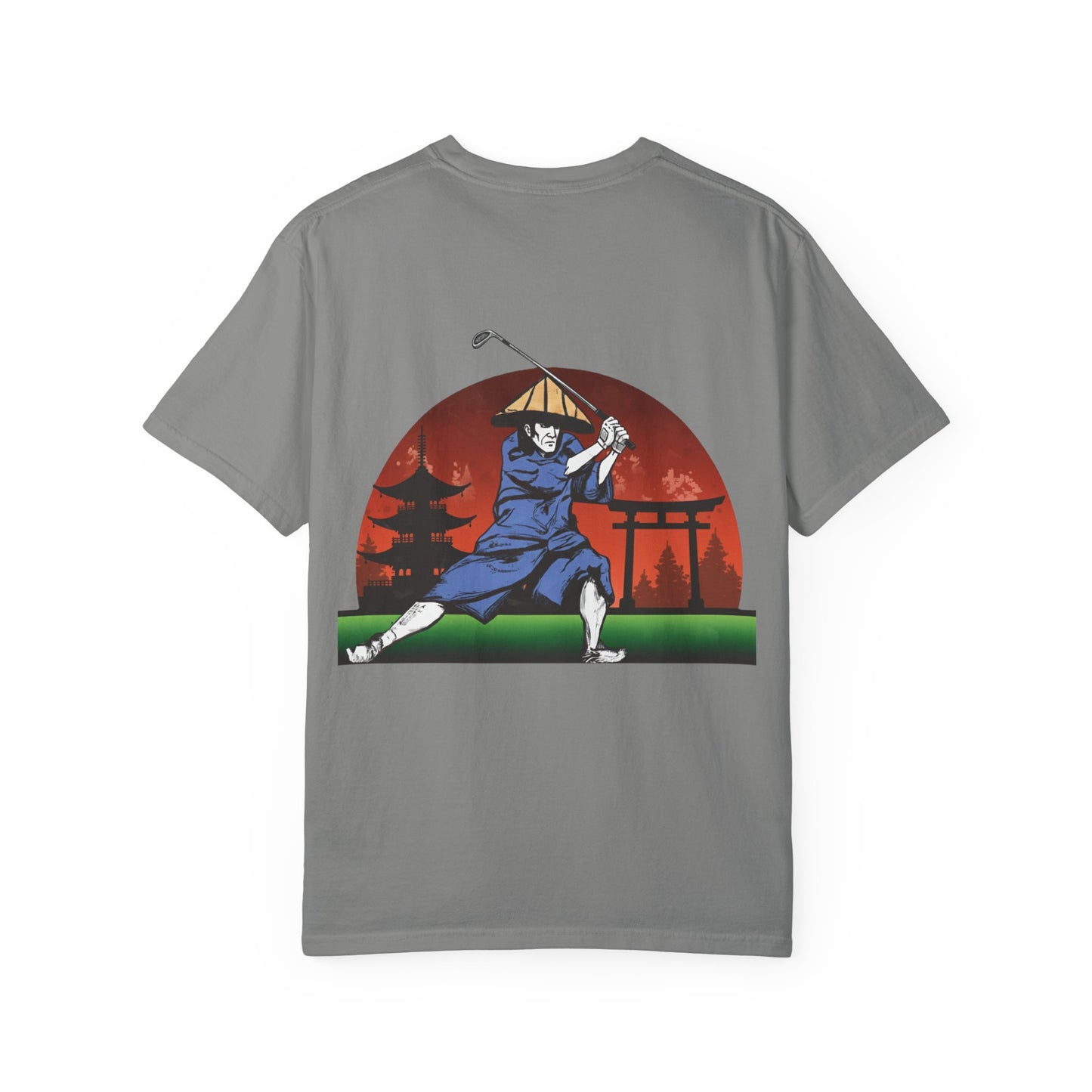 Samurai Golfer T-Shirt — Japanese Sunset Golf Graphic Tee