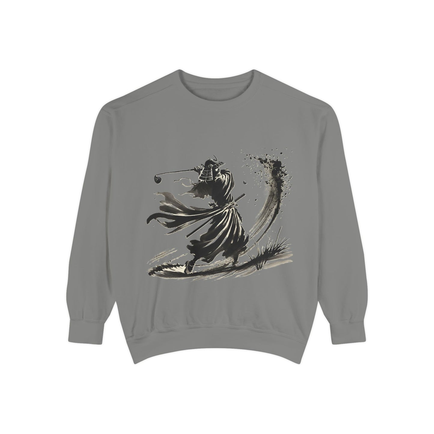 Samurai Golf Sweatshirt — Ink Brush Warrior Back Art