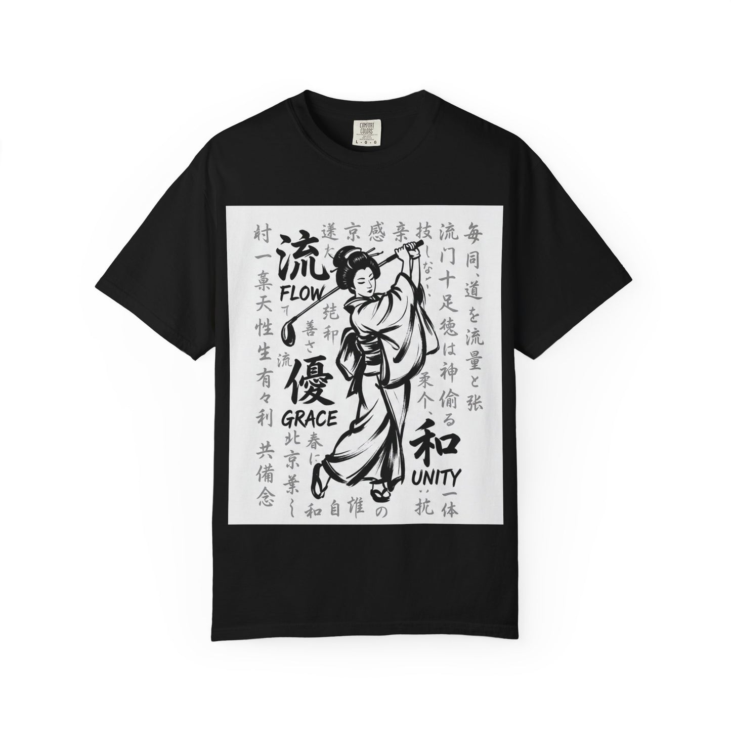 Zen Spot Golf Custom Geisha Kanji Flow, Grace, & Unity T-Shirt