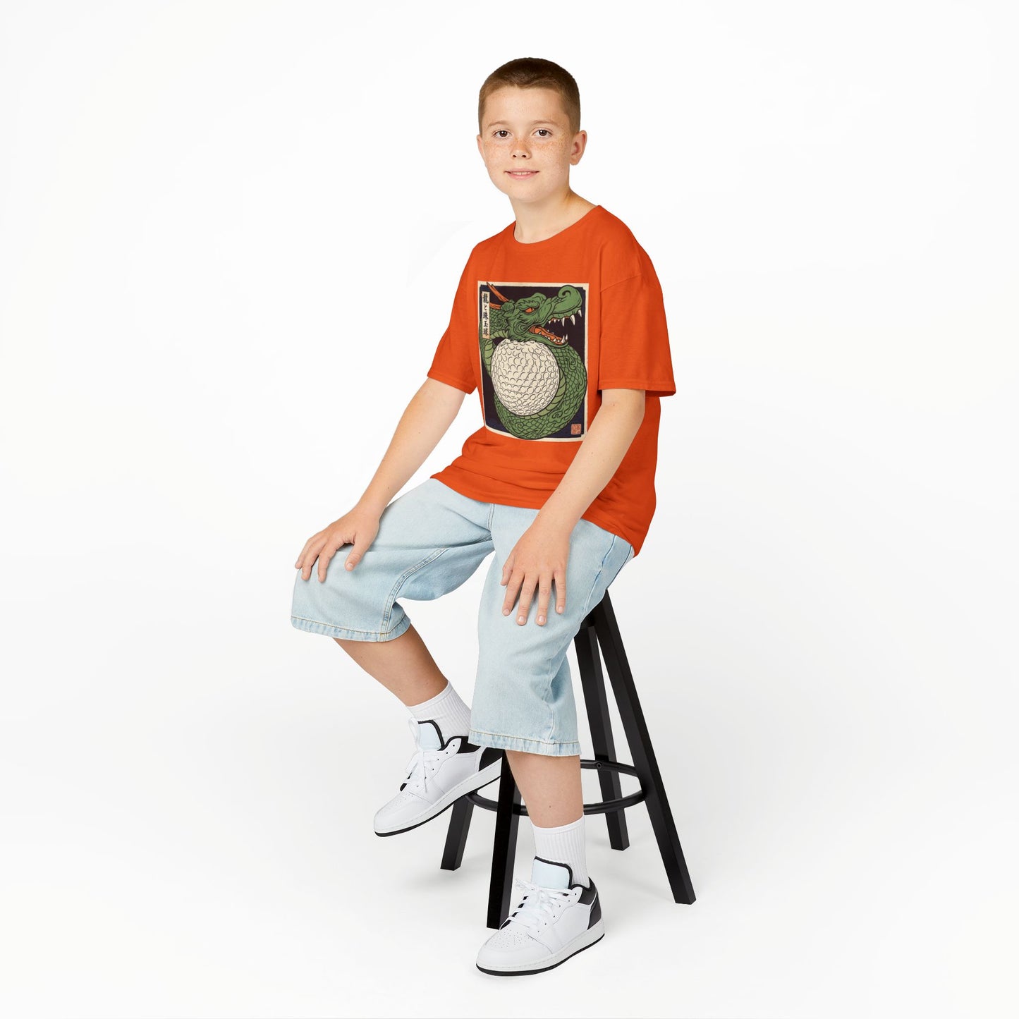 Zen Spot Golf Custom Green Dragon Wrapping a Golf Ball Kids Graphic T-Shirt