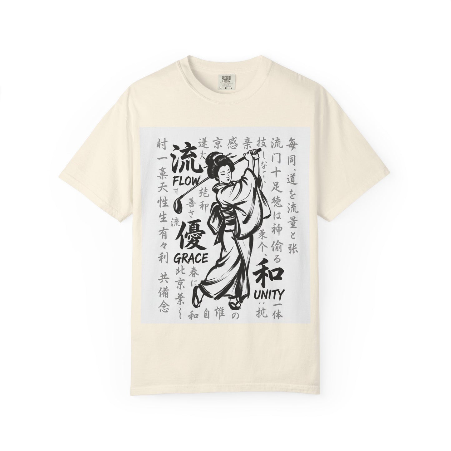 Zen Spot Golf Custom Geisha Kanji Flow, Grace, & Unity T-Shirt