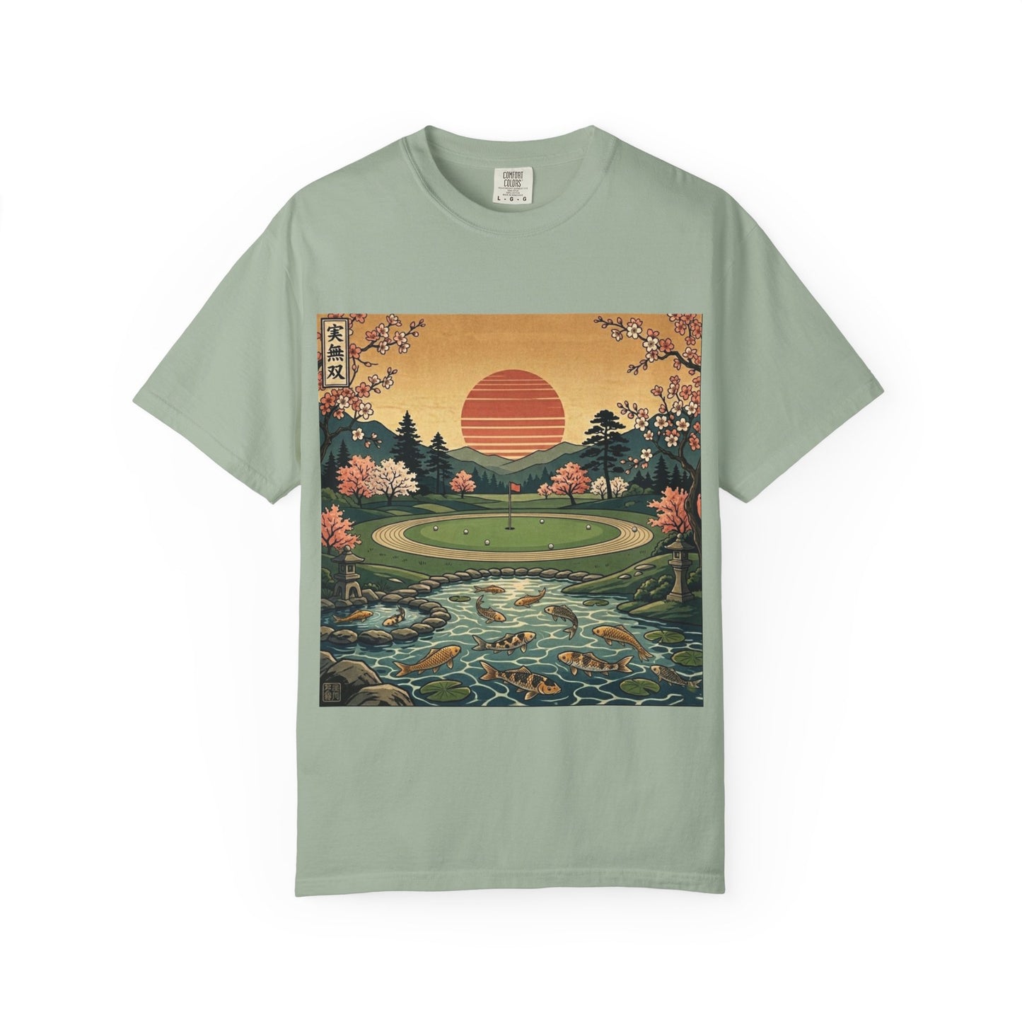 Zen Spot Golf Custom Vintage Scenic Golf Course Sunset Graphic T-Shirt