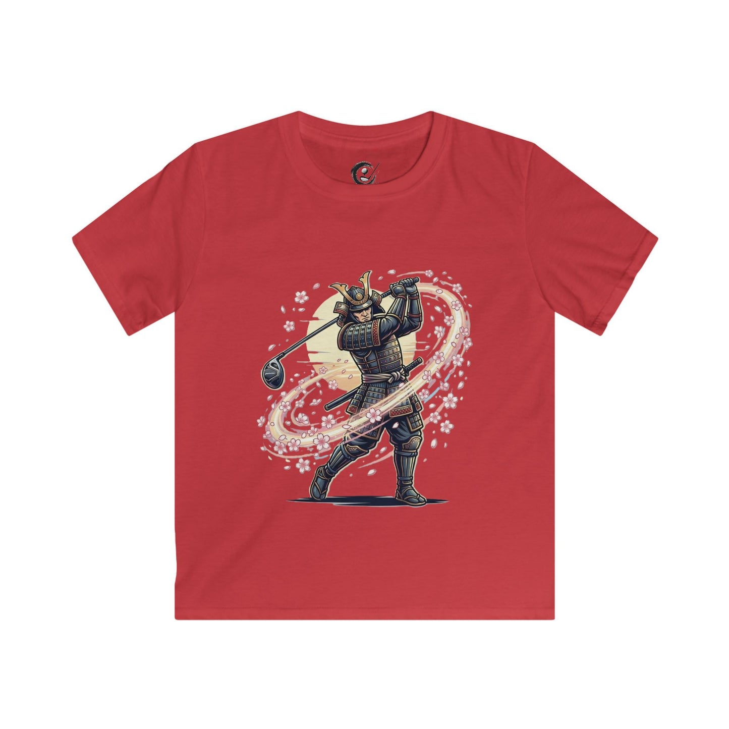 Zen Spot Golf Custom Samurai Golfer Kids Vintage Warrior Swing Graphic T‑Shirt