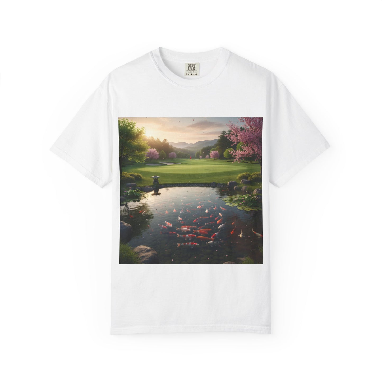 Zen Spot — Koi Pond Sunset Graphic Tee (Front Print)
