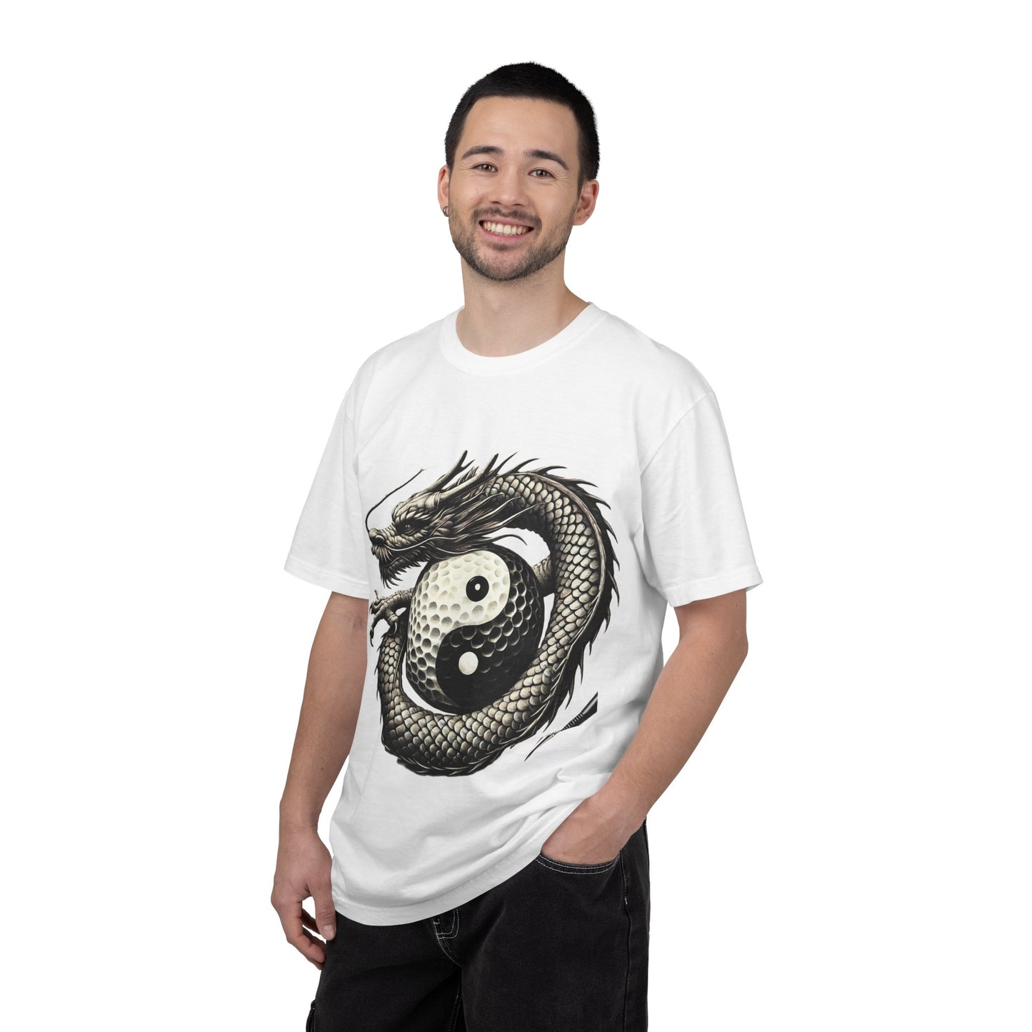 Yin Yang Dragon Golf T-Shirt — Oriental Dragon Yin-Yang Graphic Tee