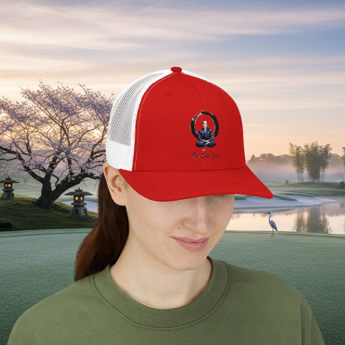 Embroidered Meditation Samurai Golfer Trucker Hat