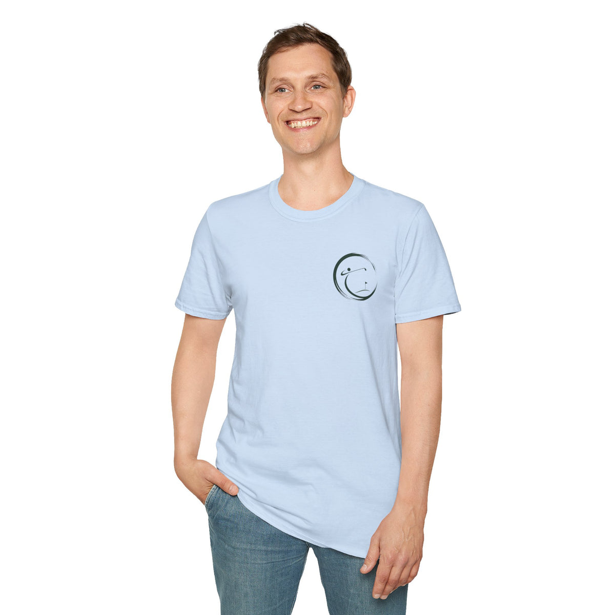 Enso Circle Golfer T-Shirt — Small Chest Logo, Cozy Casual Tee