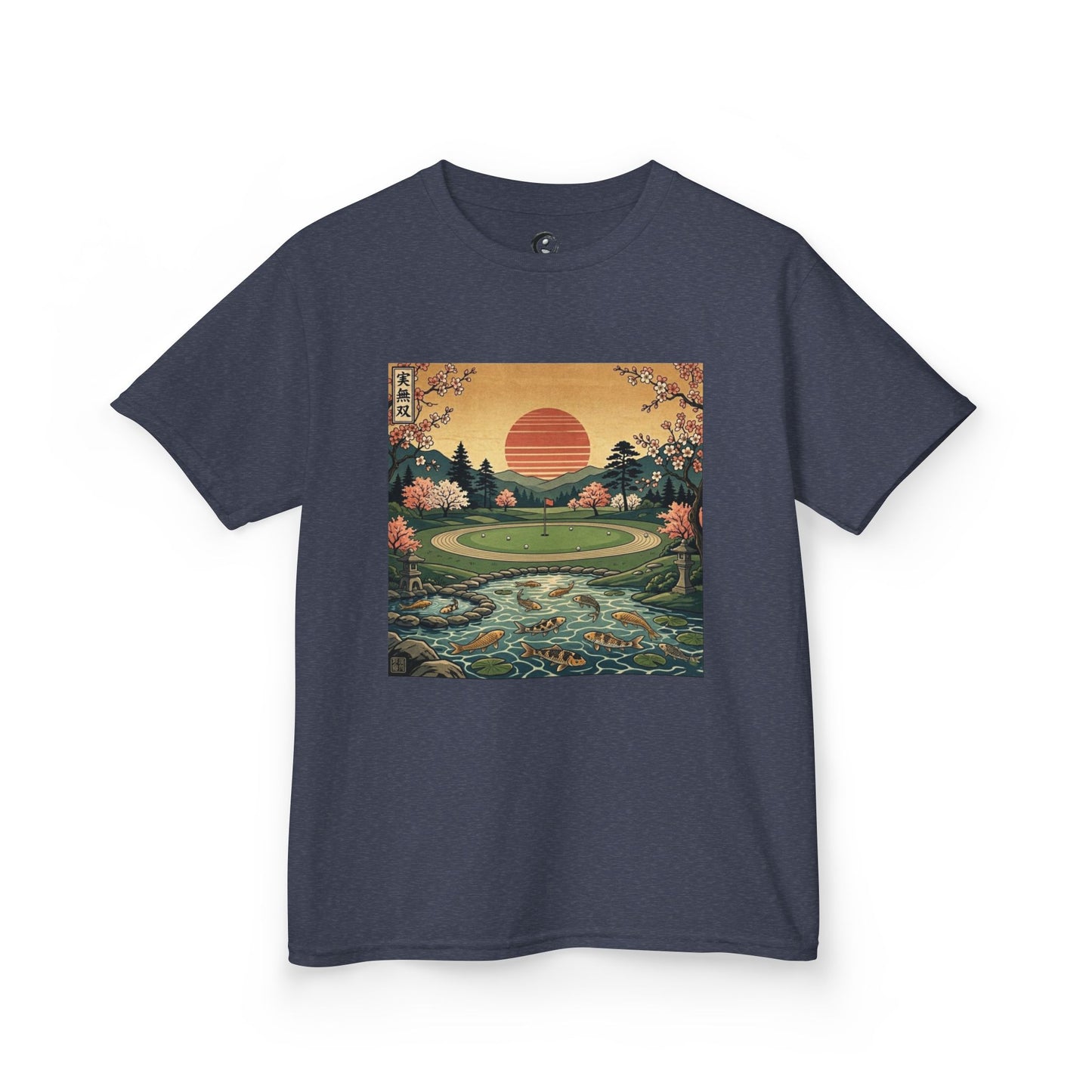 Zen Spot Golf Custom Vintage Japanese Sunset Golf Course Graphic Kids T-Shirt