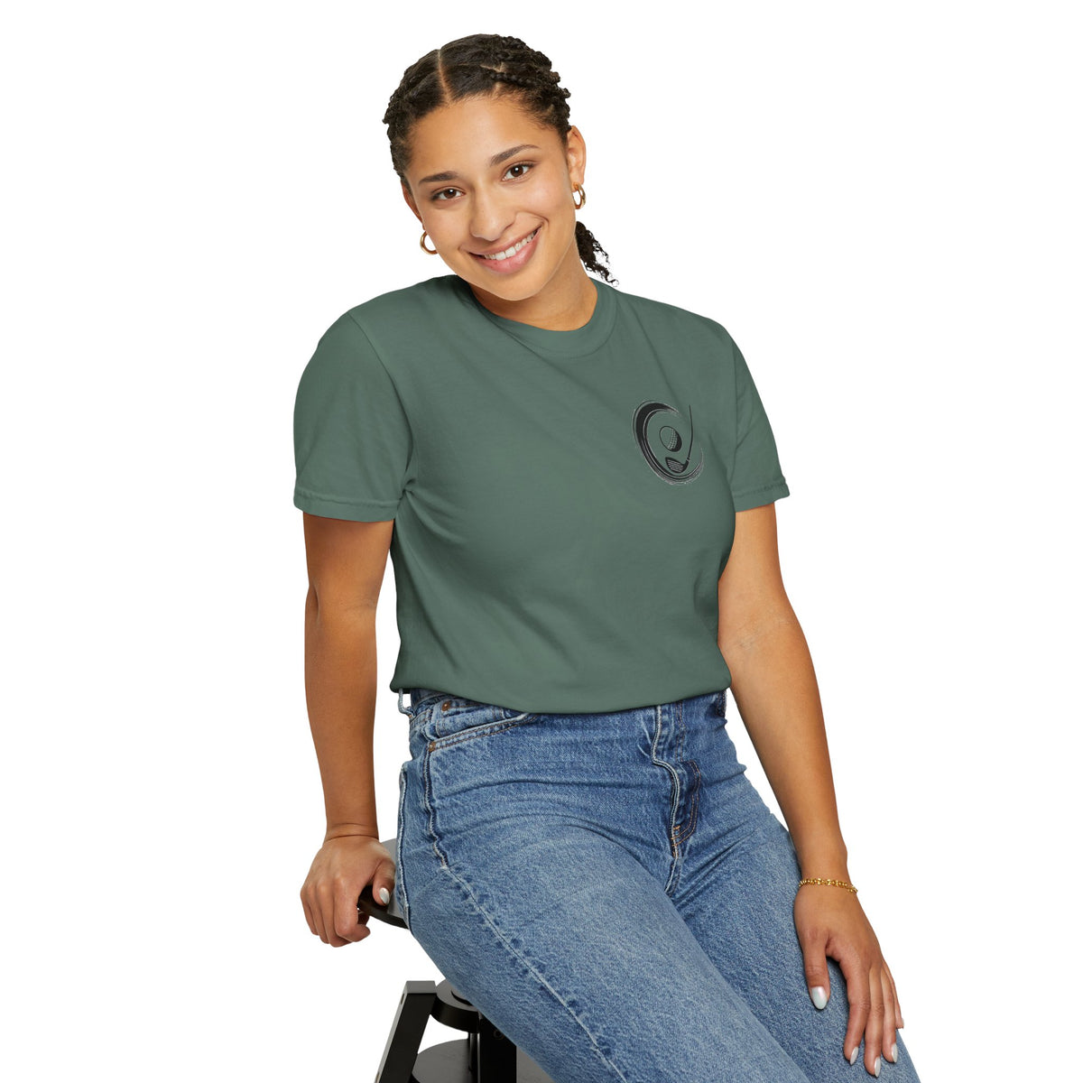 Enso Circle Chest Design Samurai Golfer Sunset Back Graphic T-Shirt