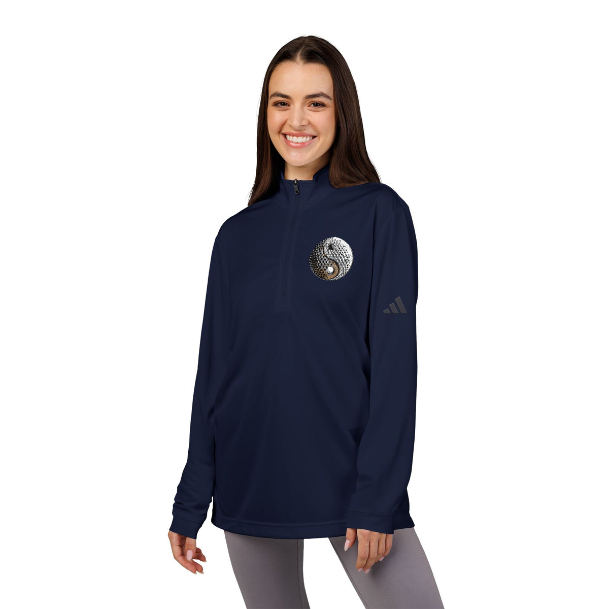 Embroidered Stone Yin-Yang Golf Ball Quarter-Zip Pullover