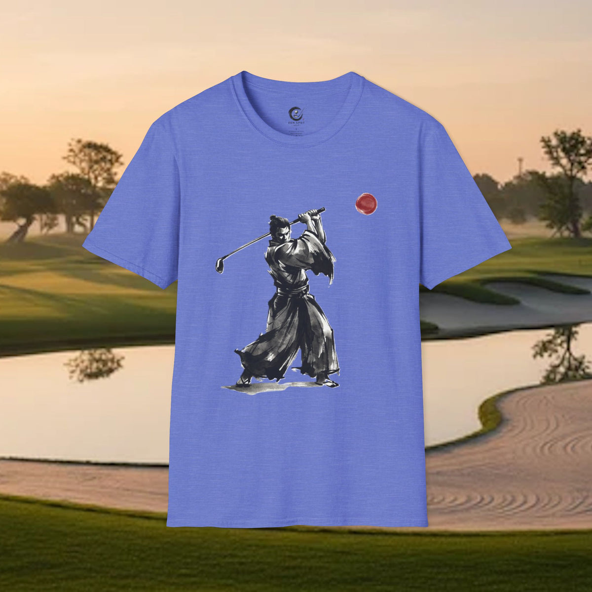 Samurai Golfer T-Shirt — Zen Golf Brushstroke Design