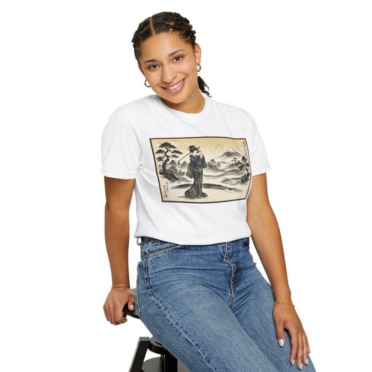 Vintage Geisha Golfer & Mount Fuji Graphic T-Shirt