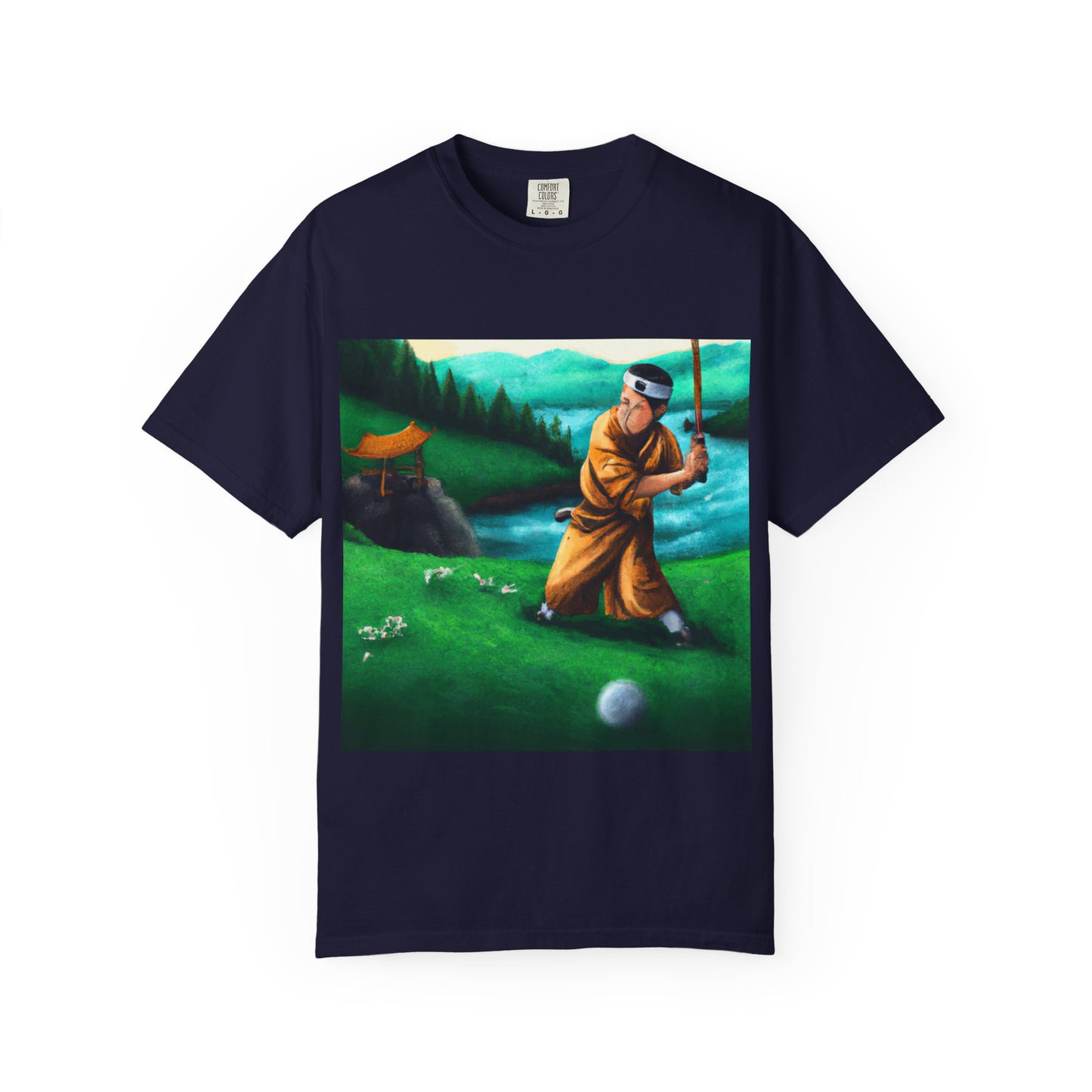 Zen Spot Golf Custom Monk Golfer Oil Painting Art Graphic T-Shirt