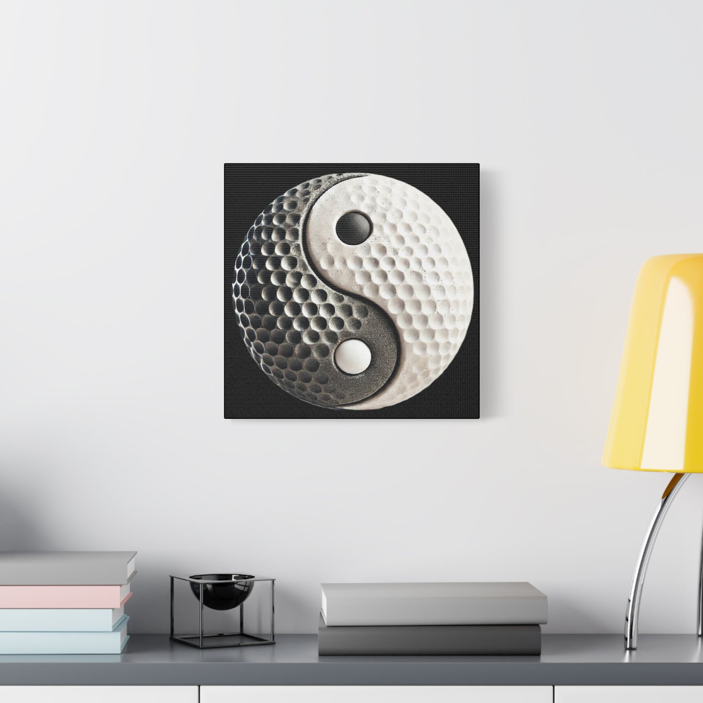 Golf Yin Yang Canvas Wall Art — Stretched Matte Golf Ball Design