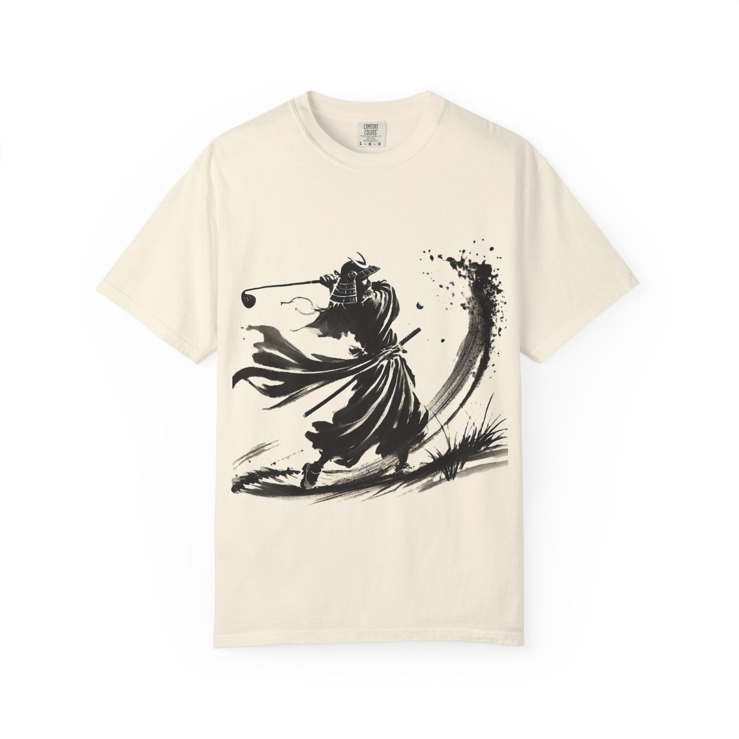 Zen Spot Golf Custom Samurai Golfer Ink Brushstroke T-Shirt