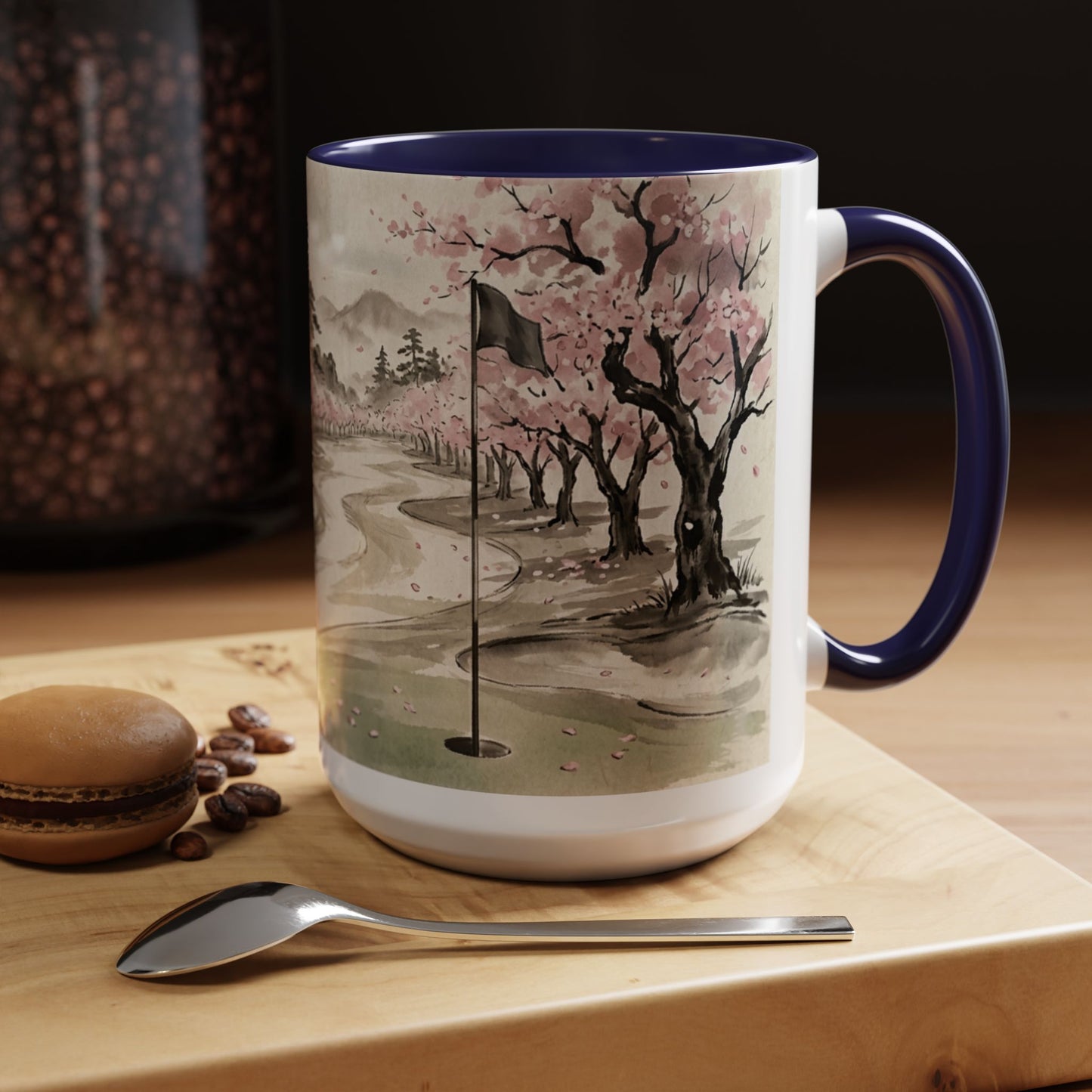 Zen Spot Golf Custom Cherry Blossom Golf Mug Scenic Sakura Golf Course Coffee Cup (11/15 oz)