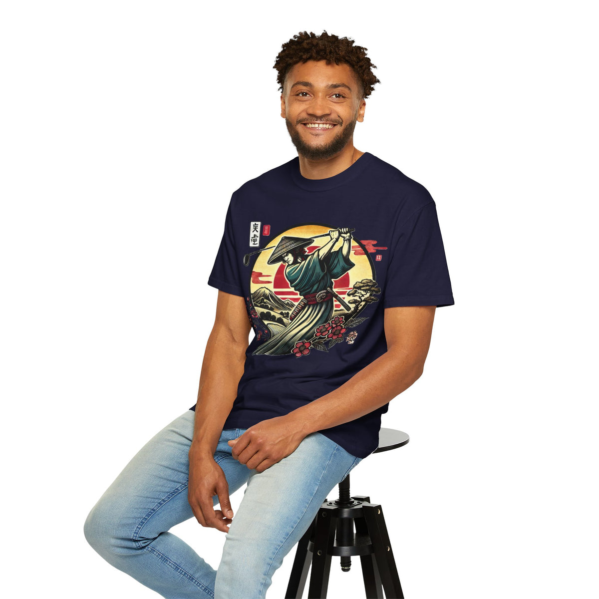 Samurai Sunset T-Shirt — Japanese Warrior Golf Graphic Tee