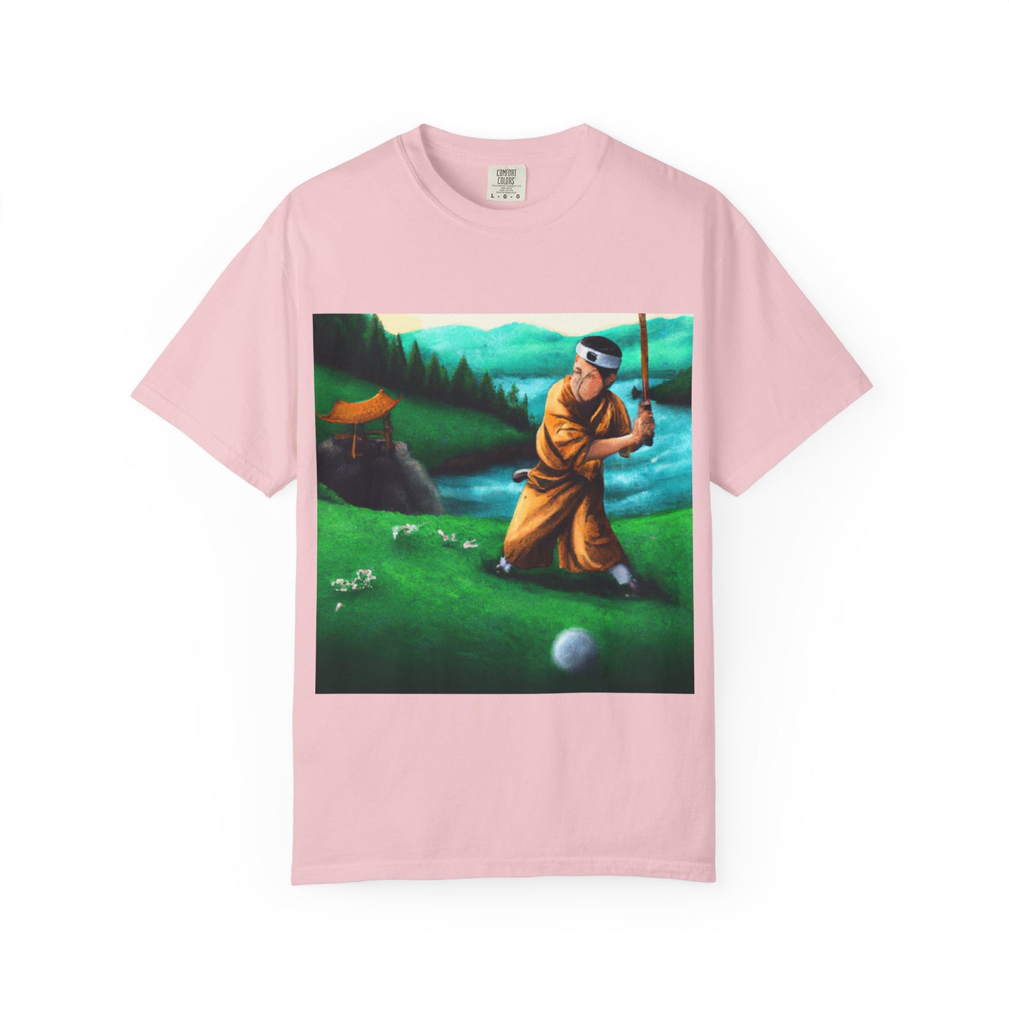 Zen Spot Golf Custom Monk Golfer Oil Painting Art Graphic T-Shirt