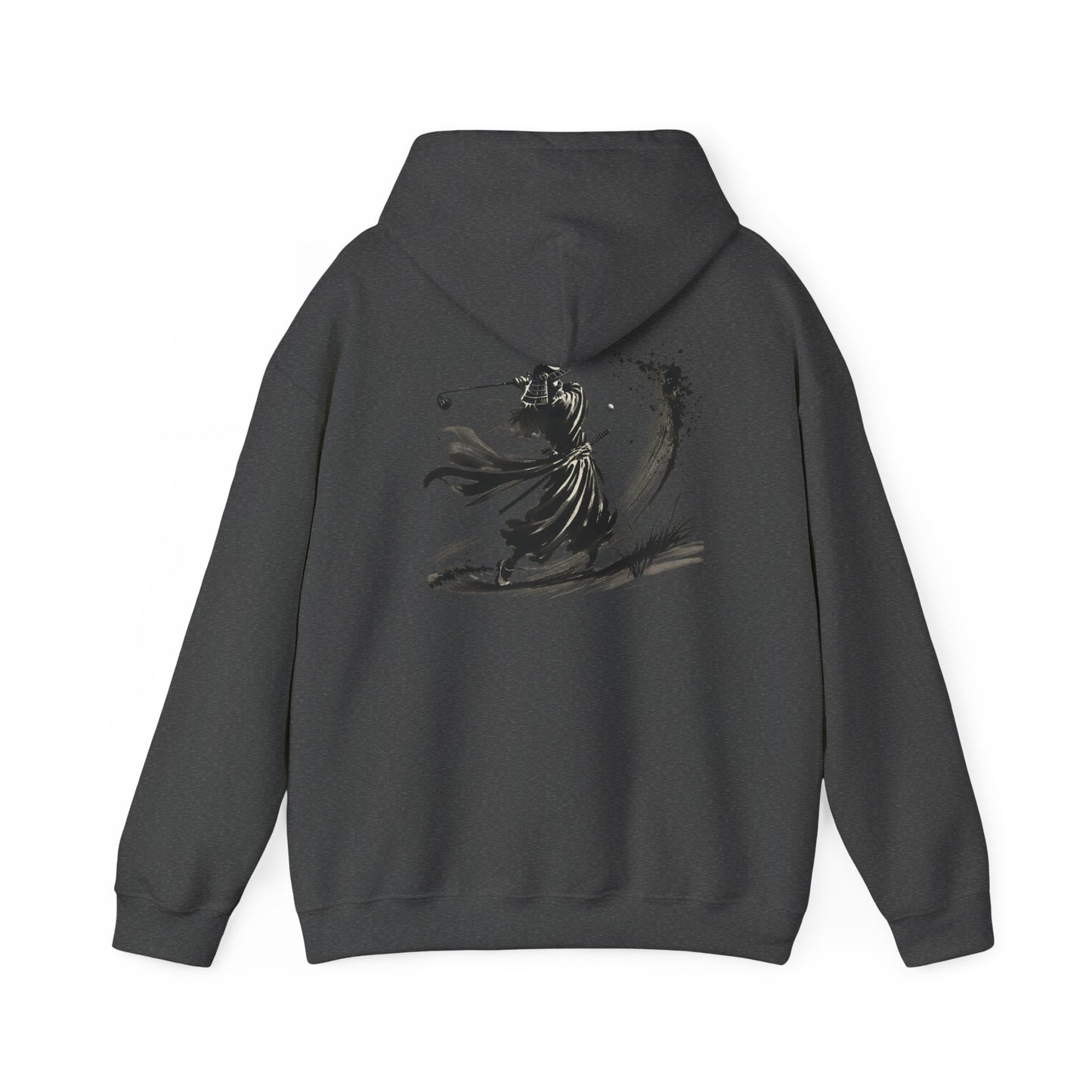 Zen Spot Golf Custom Gildan Samurai Golfer Ink Brush Stroke Hoodie | Sumi-e Warrior Back Print