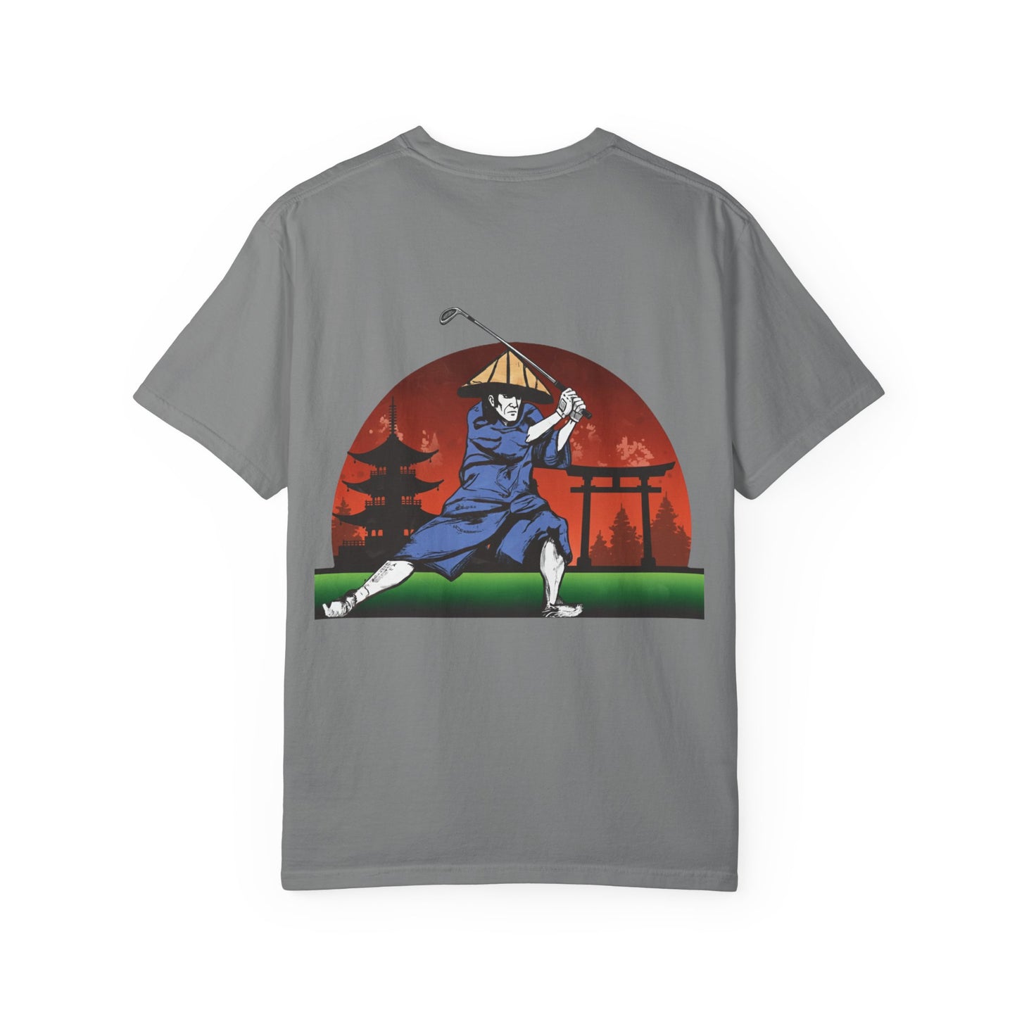 Samurai Golfer T-Shirt — Japanese Sunset Golf Graphic Tee