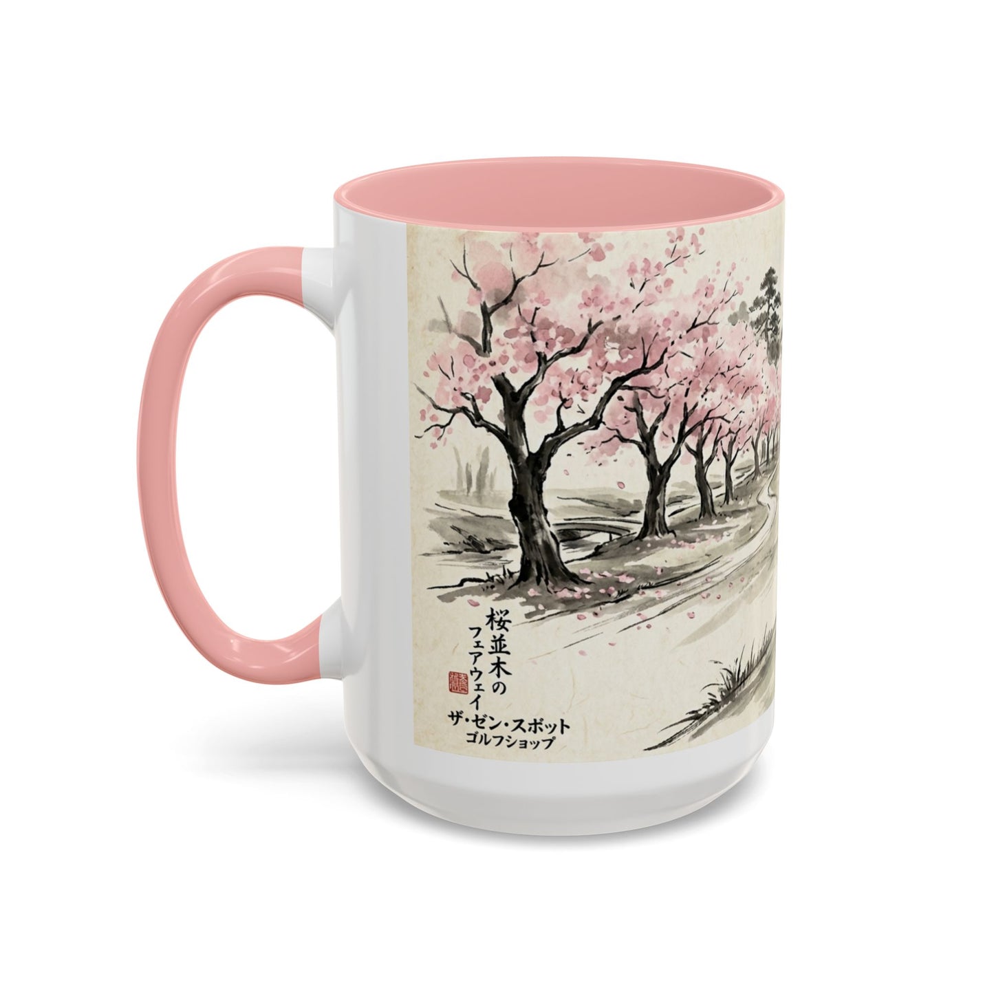 Zen Spot Golf Custom Cherry Blossom Golf Mug Scenic Sakura Golf Course Coffee Cup (11/15 oz)