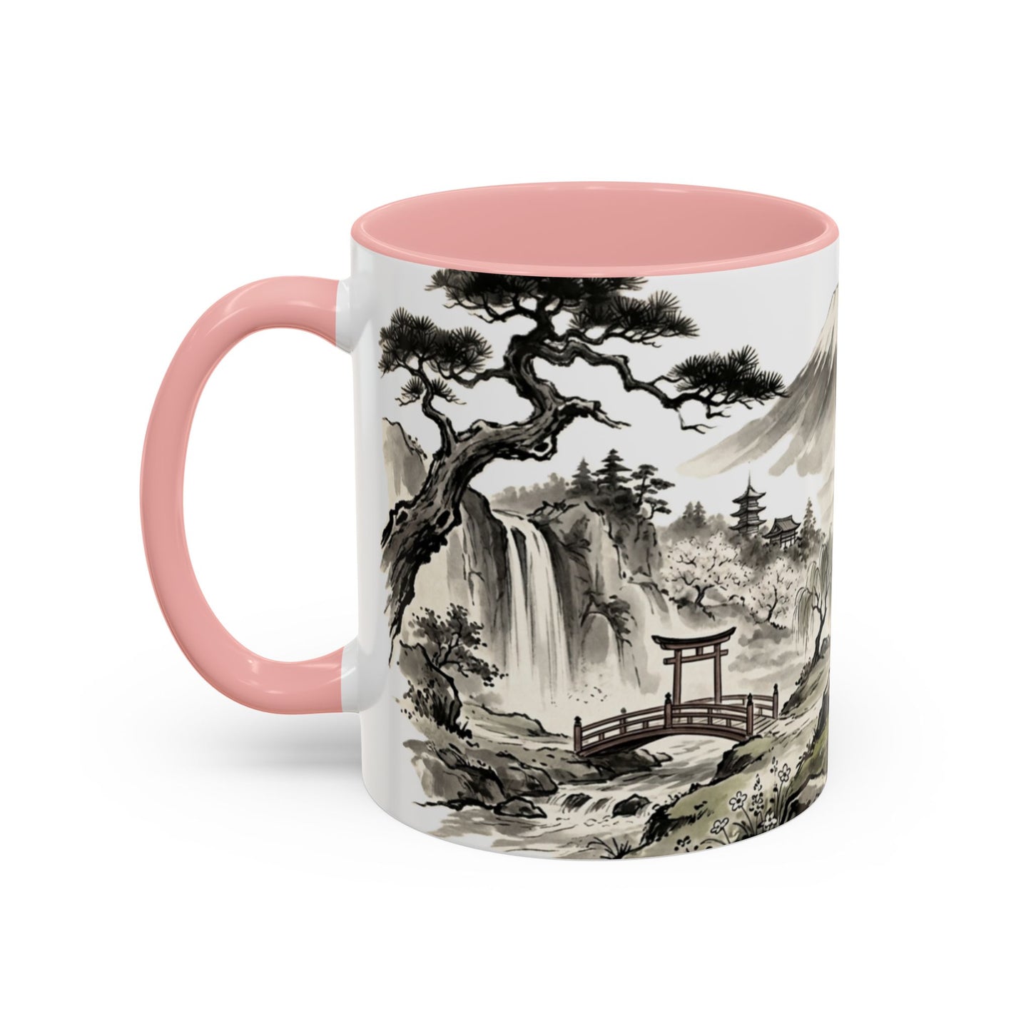 Zen Spot Golf Custom Japanese Golf Scene Accent Coffee Mug Ukiyo-e Style Golfing Geisha (11/15oz)
