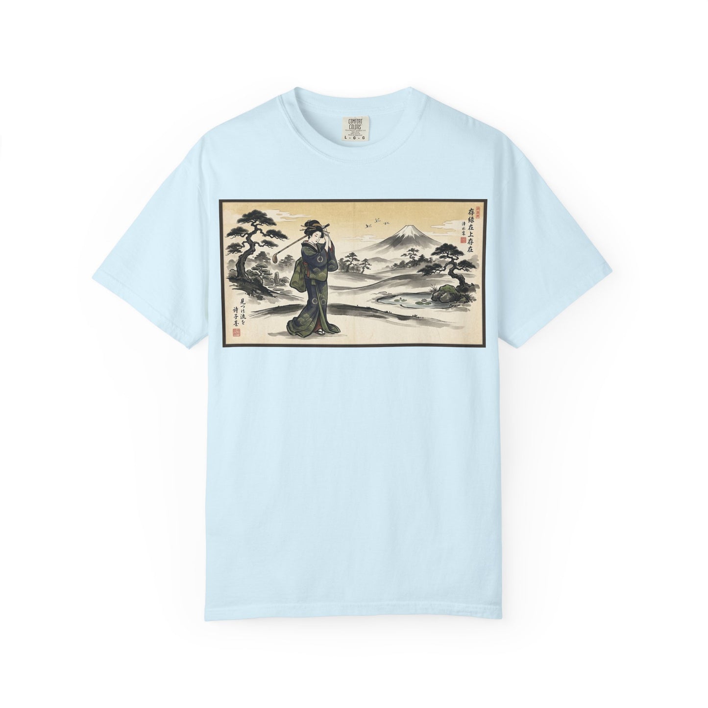 Zen Spot Golf Custom Vintage Geisha Golfer & Mount Fuji Graphic T-Shirt