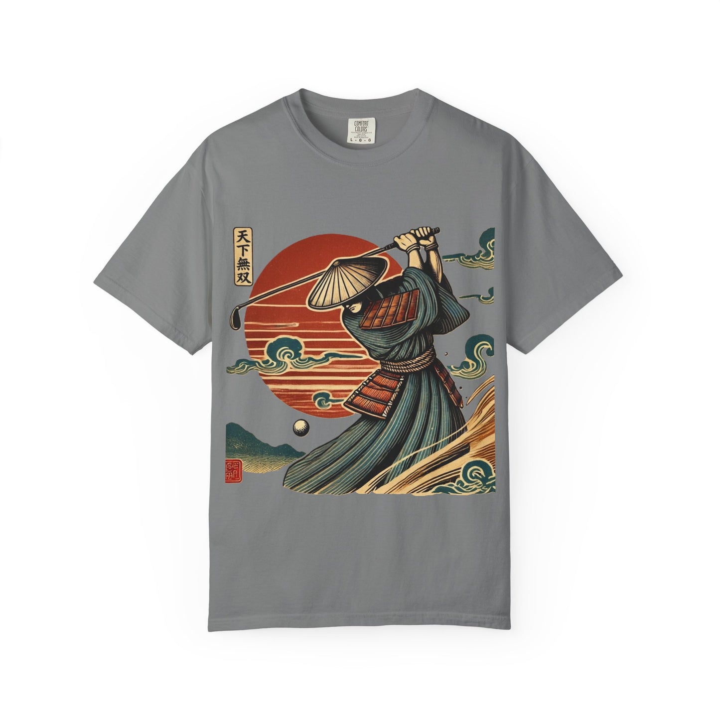 Zen Spot Golf Custom Samurai Golfer Sunset T-Shirt