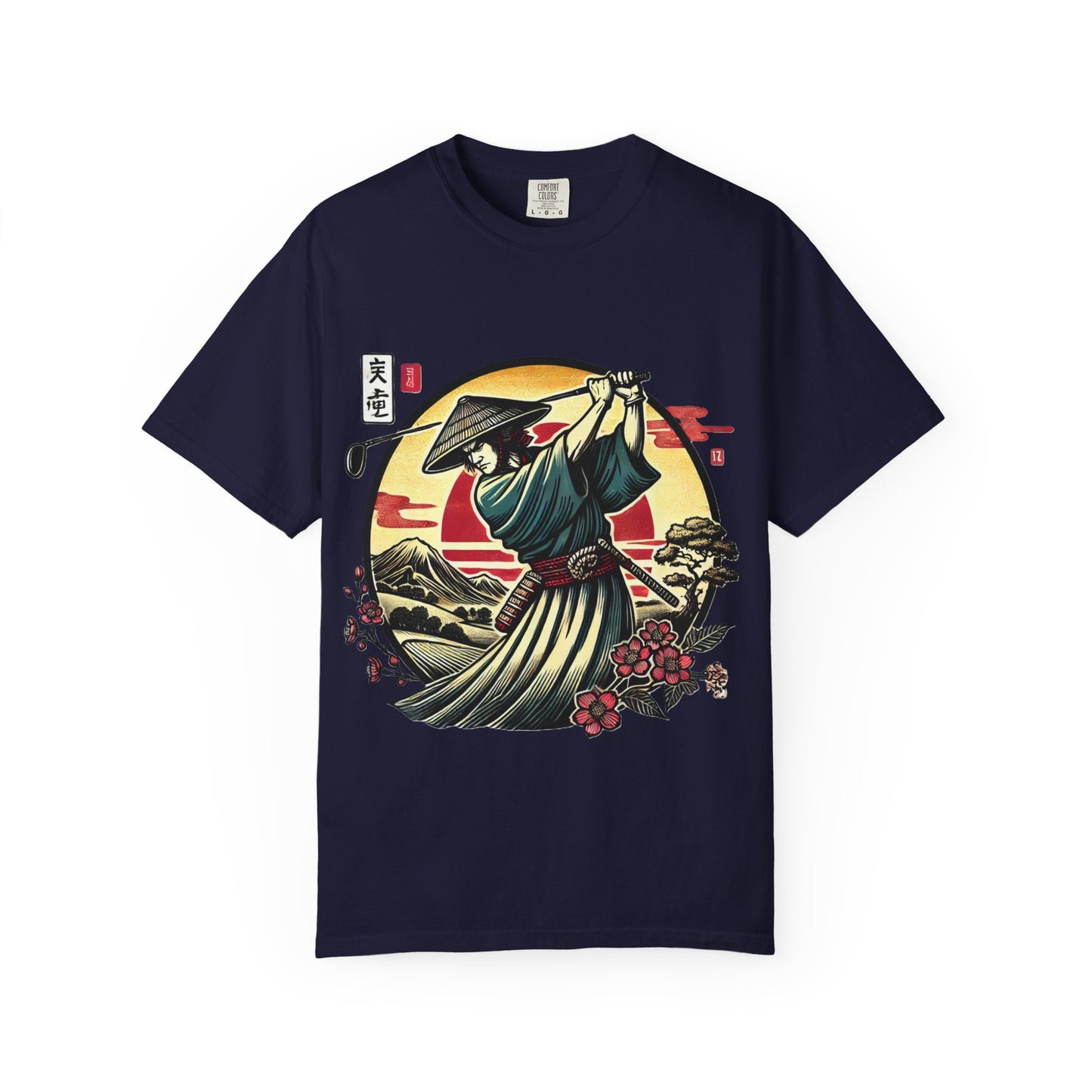 Zen Spot Golf Custom Samurai Golfer Sunset T-Shirt