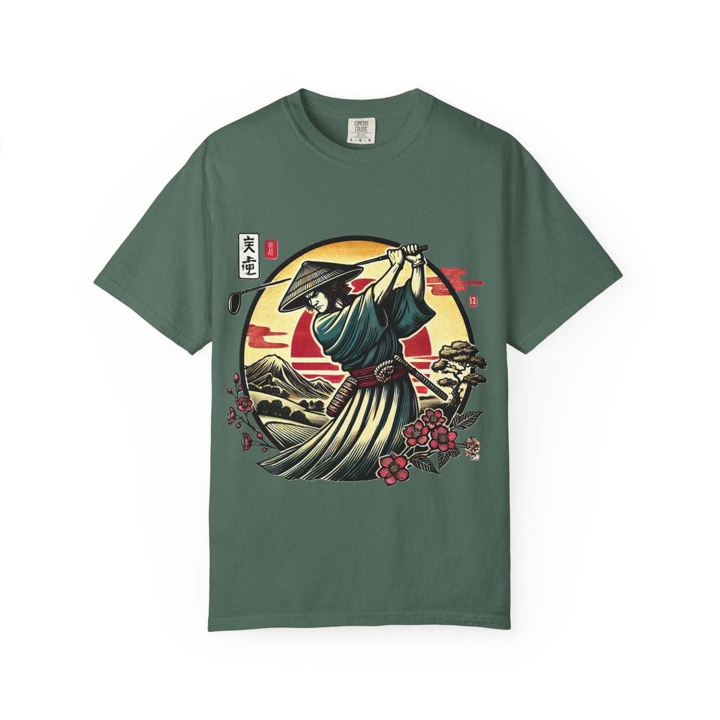 Zen Spot Golf Custom Samurai Golfer Sunset T-Shirt