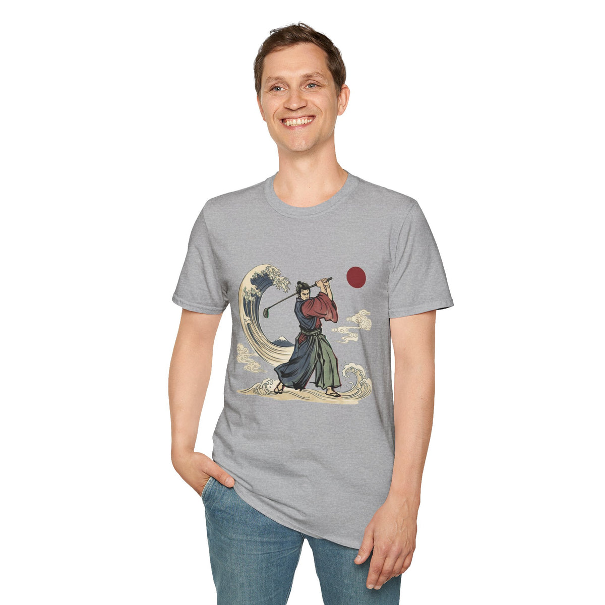 Samurai Golfer T-Shirt — Japanese Wave Golf Graphic