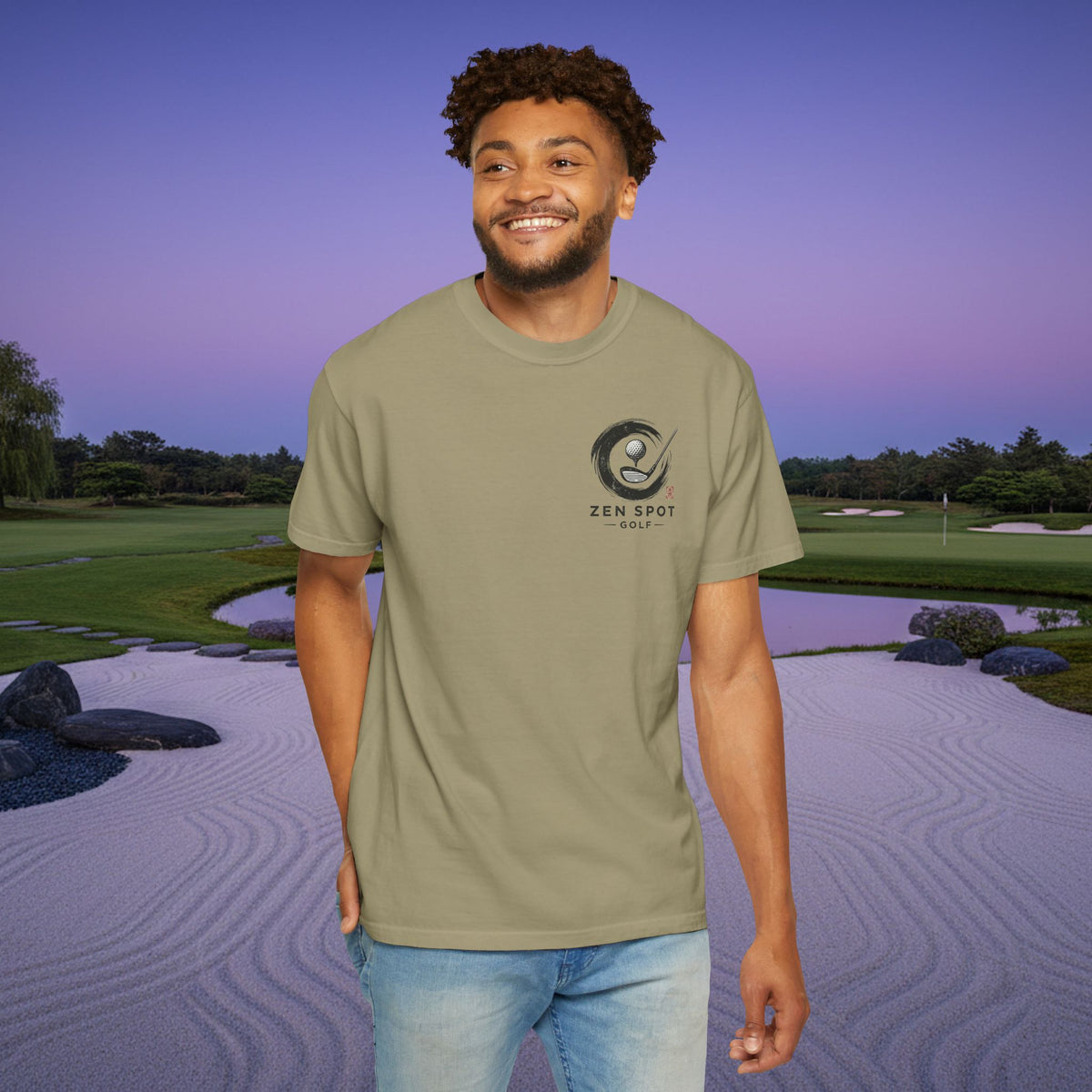 Zen Spot Golf Shop Logo Chest and Back Design Graphic T-Shirt