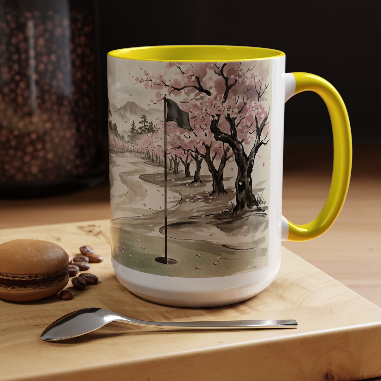 Zen Spot Golf Custom Cherry Blossom Golf Mug Scenic Sakura Golf Course Coffee Cup (11/15 oz)