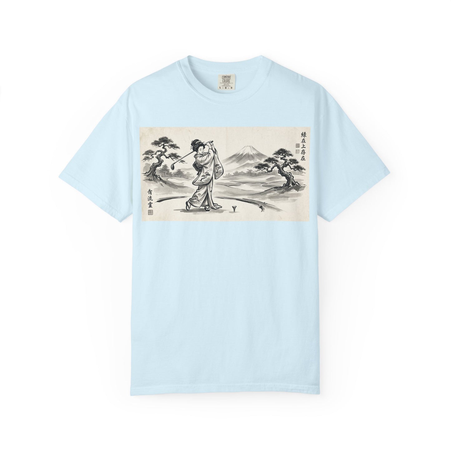 Zen Spot Golf Custom Vintage Geisha Golfer & Mount Fuji Graphic T-Shirt