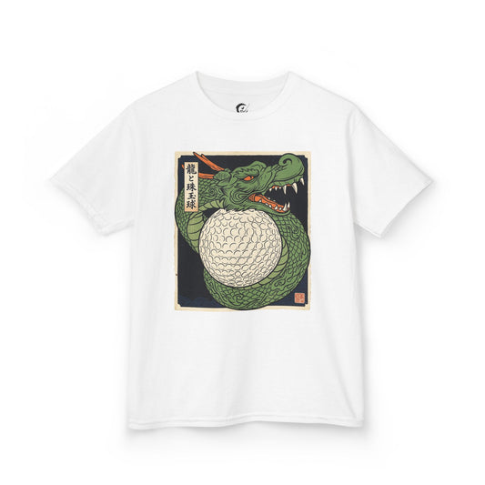 Zen Spot Golf Custom Green Dragon Wrapping a Golf Ball Kids Graphic T-Shirt