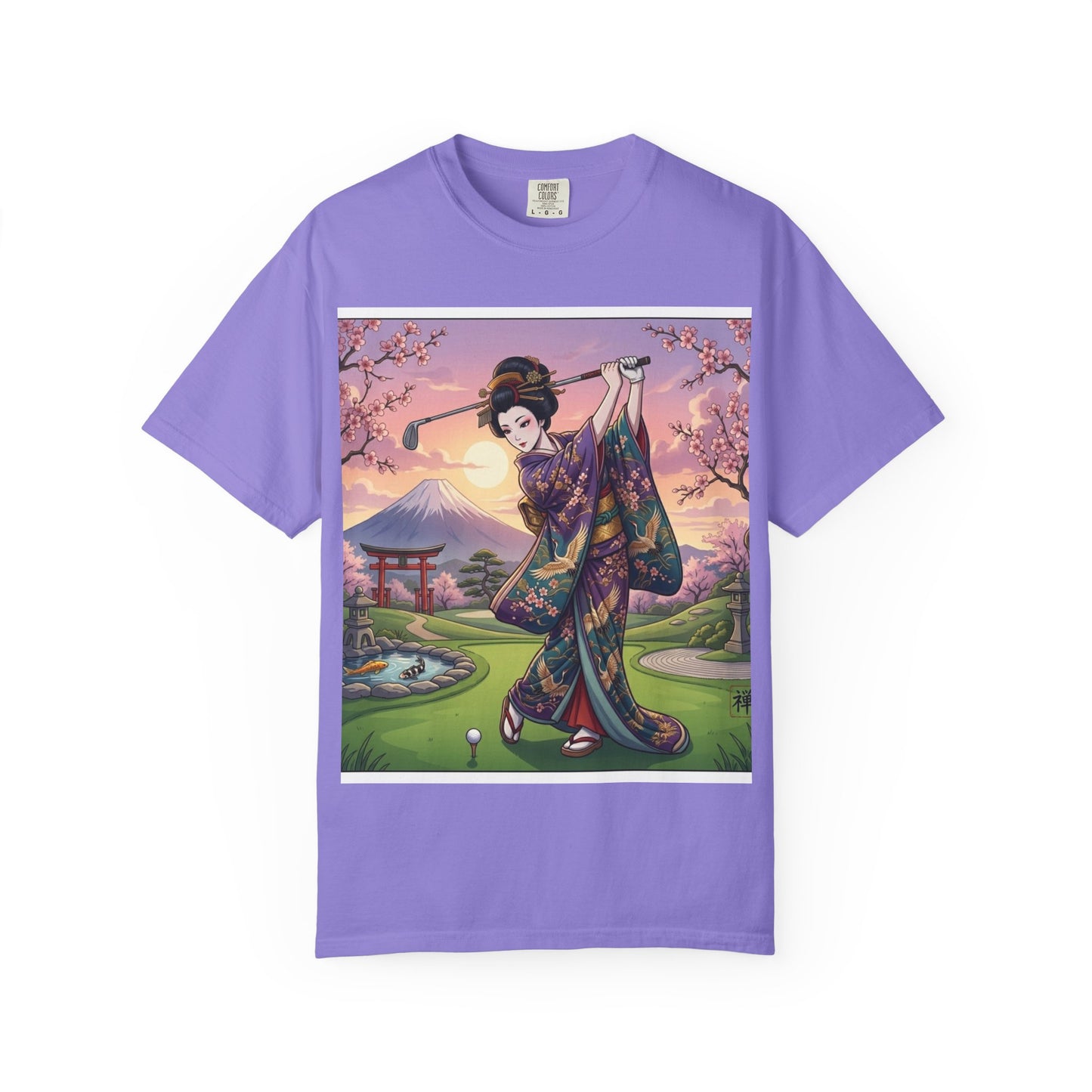 Zen Spot Golf Custom Kimono Art Geisha Golfing Sunset T-Shirt